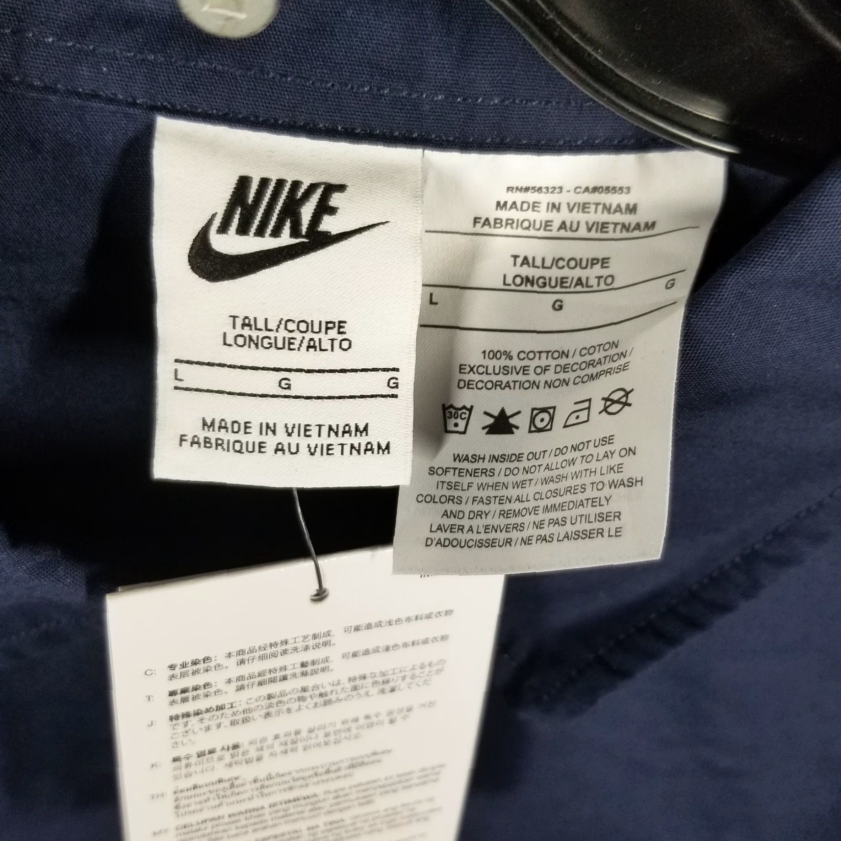 Nike Nike Men’s Short Sleeve Button-Down Shirt Large Tall Casual Navy Blue Cotton Swoosh Size US L / EU 52-54 / 3 - 3 Thumbnail