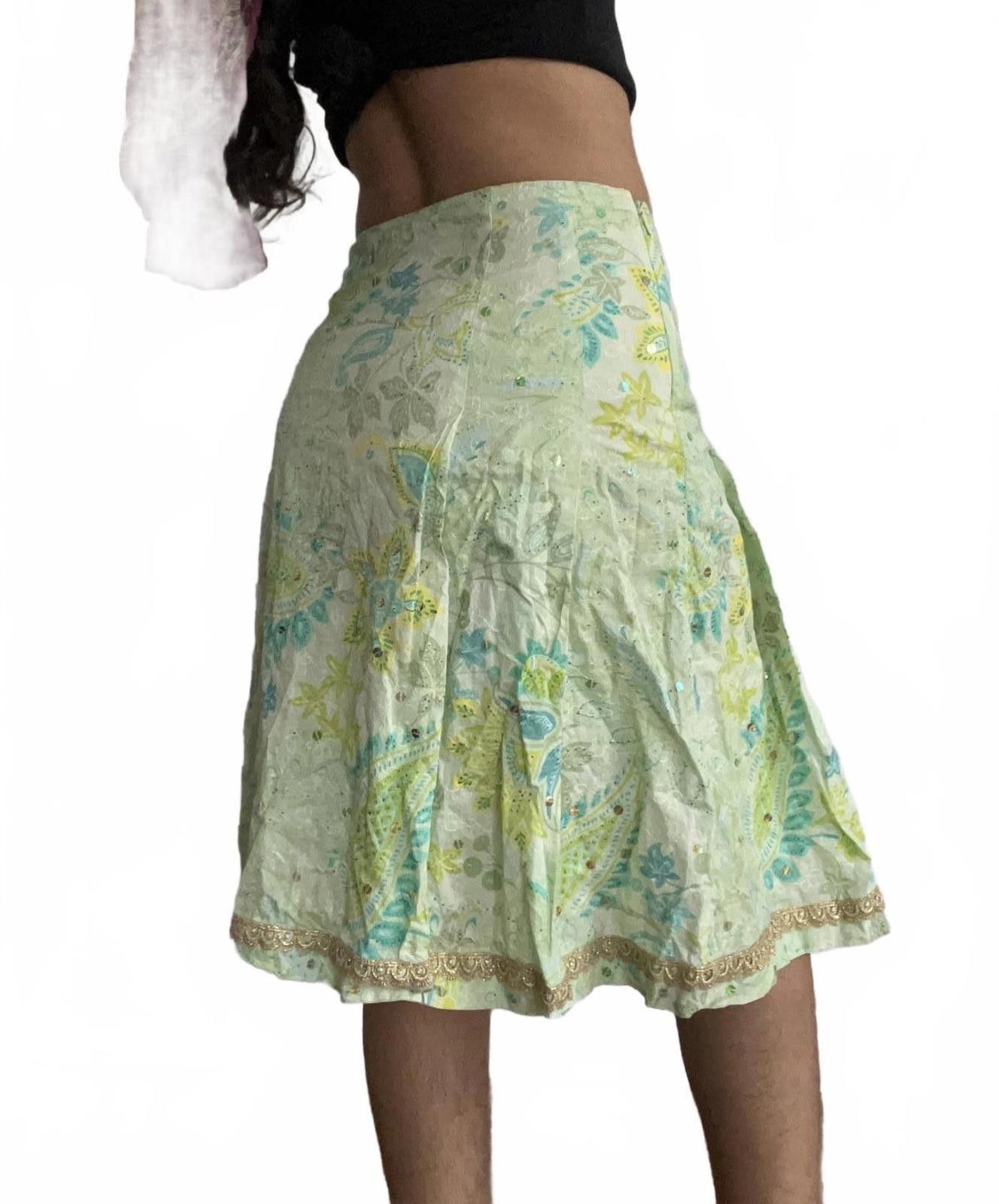 Express Women’s green cotton colorful skirt Size 26" / US 2 / IT 38 - 4 Thumbnail