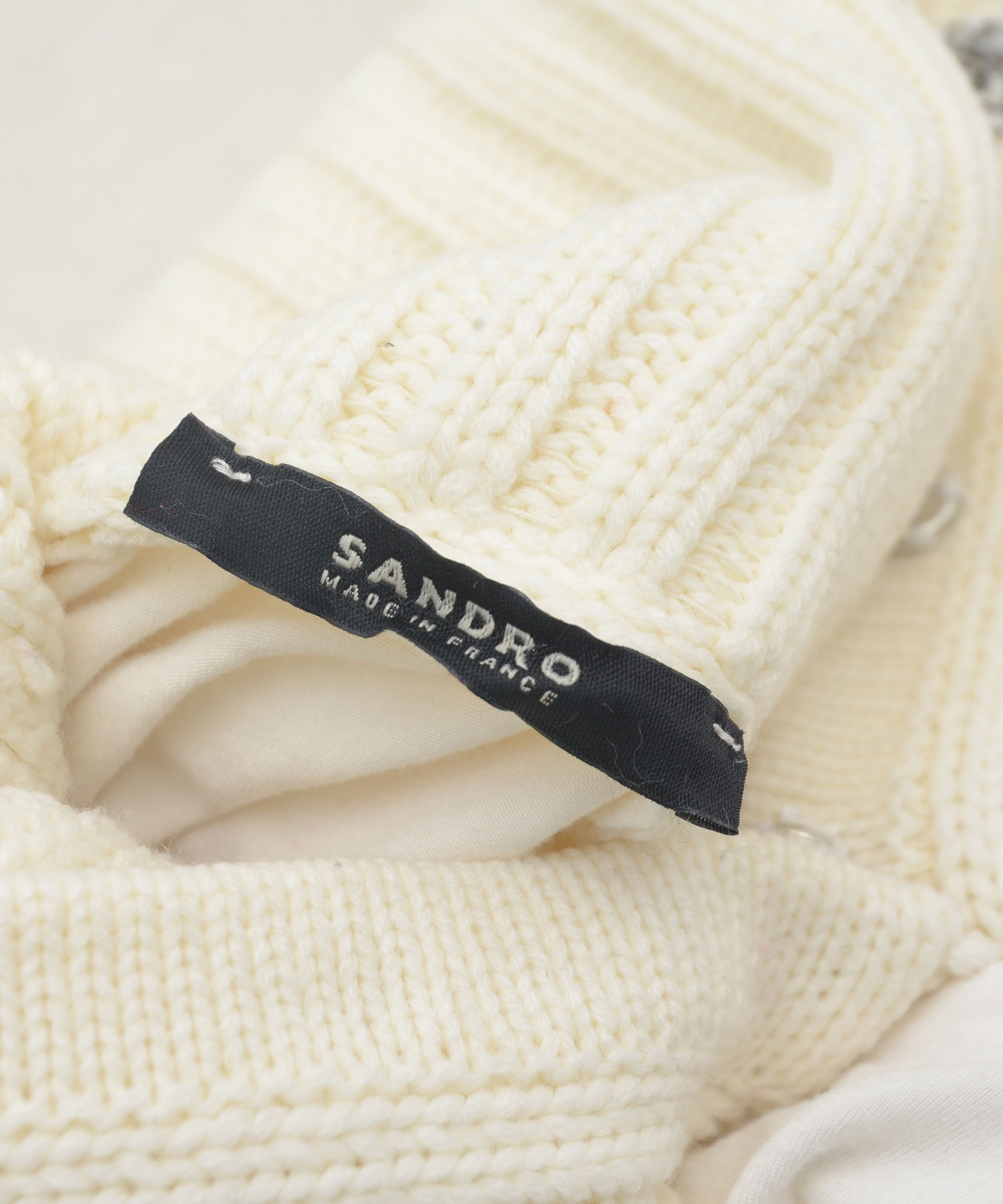 Sandro × Vintage Vintage Sandro Turtleneck White Light Sweater Pullover Y2K Size US S / EU 44-46 / 1 - 7 Thumbnail