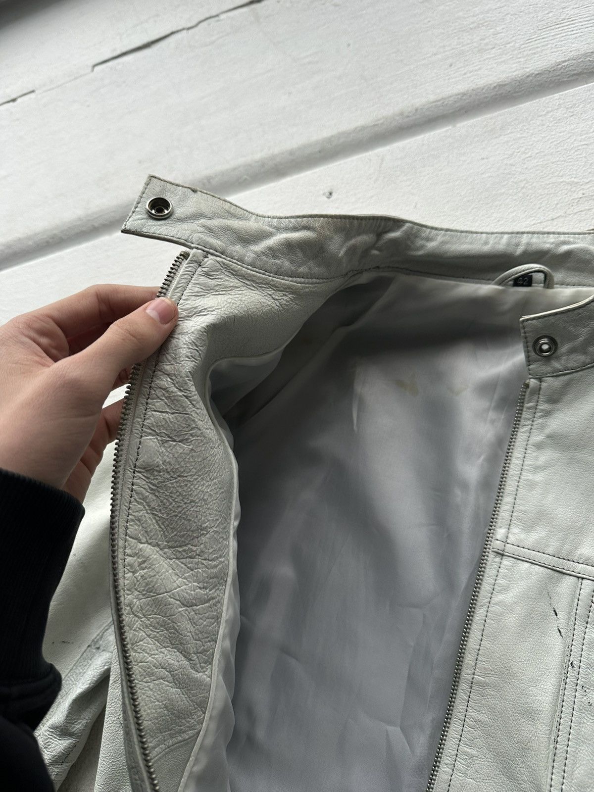 Other 🚨Y2K RICK OWENS TYPE DIRTY SLIM FIT ZIP LEATHER JACKET Size M / US 6-8 / IT 42-44 - 10 Thumbnail