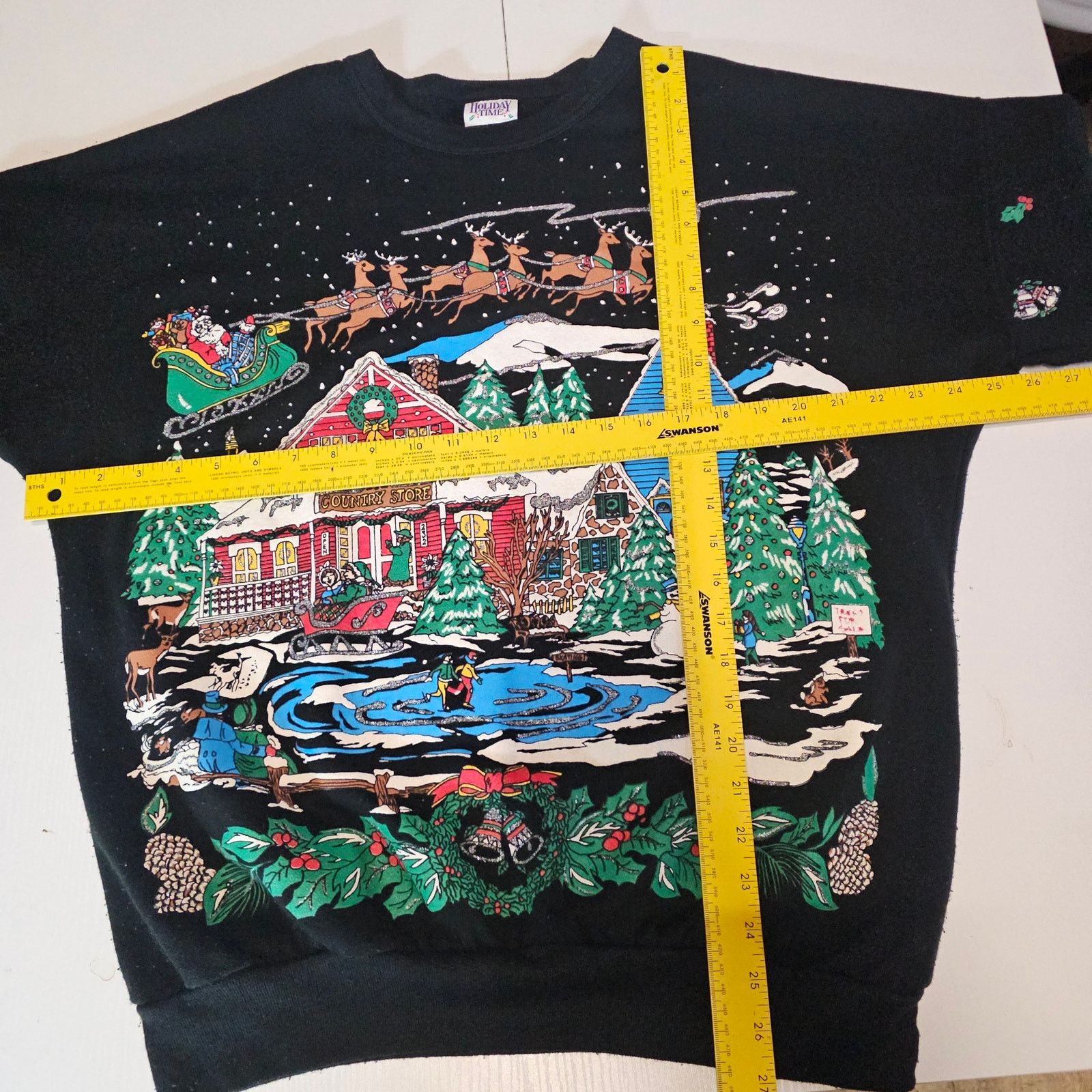 Vintage Vintage 90s Christmas Village Fullprint Sweatshirt Black L Size L / US 10 / IT 46 - 5 Thumbnail