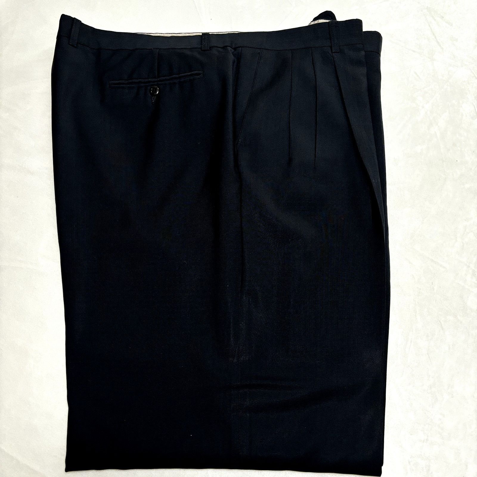 Zanella Zanella Men's Dress Pants Black 44x31.5 Wool Blend Pleated M Size 44R - 2 Thumbnail