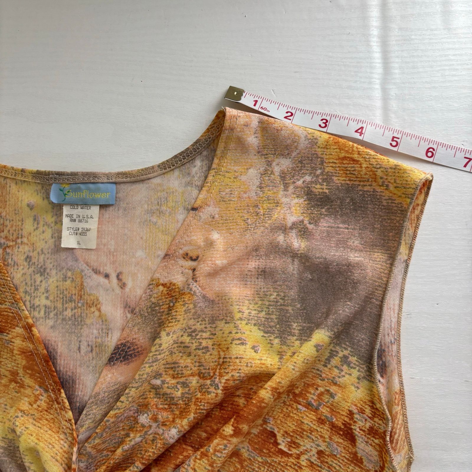 Sunflower Sunflower Earth Tone Abstract Twist Front Cap Sleeve Top XL Size XL / US 12-14 / IT 48-50 - 4 Thumbnail