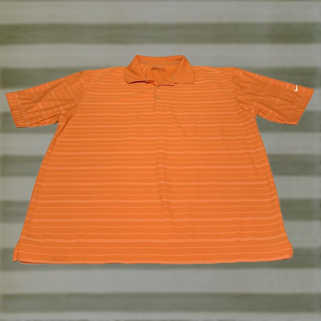Nike Nike Golf Polo Shirt Mens Fit Dry Short Sleeve Orange Striped Size L Size US L / EU 52-54 / 3 - 1 Thumbnail