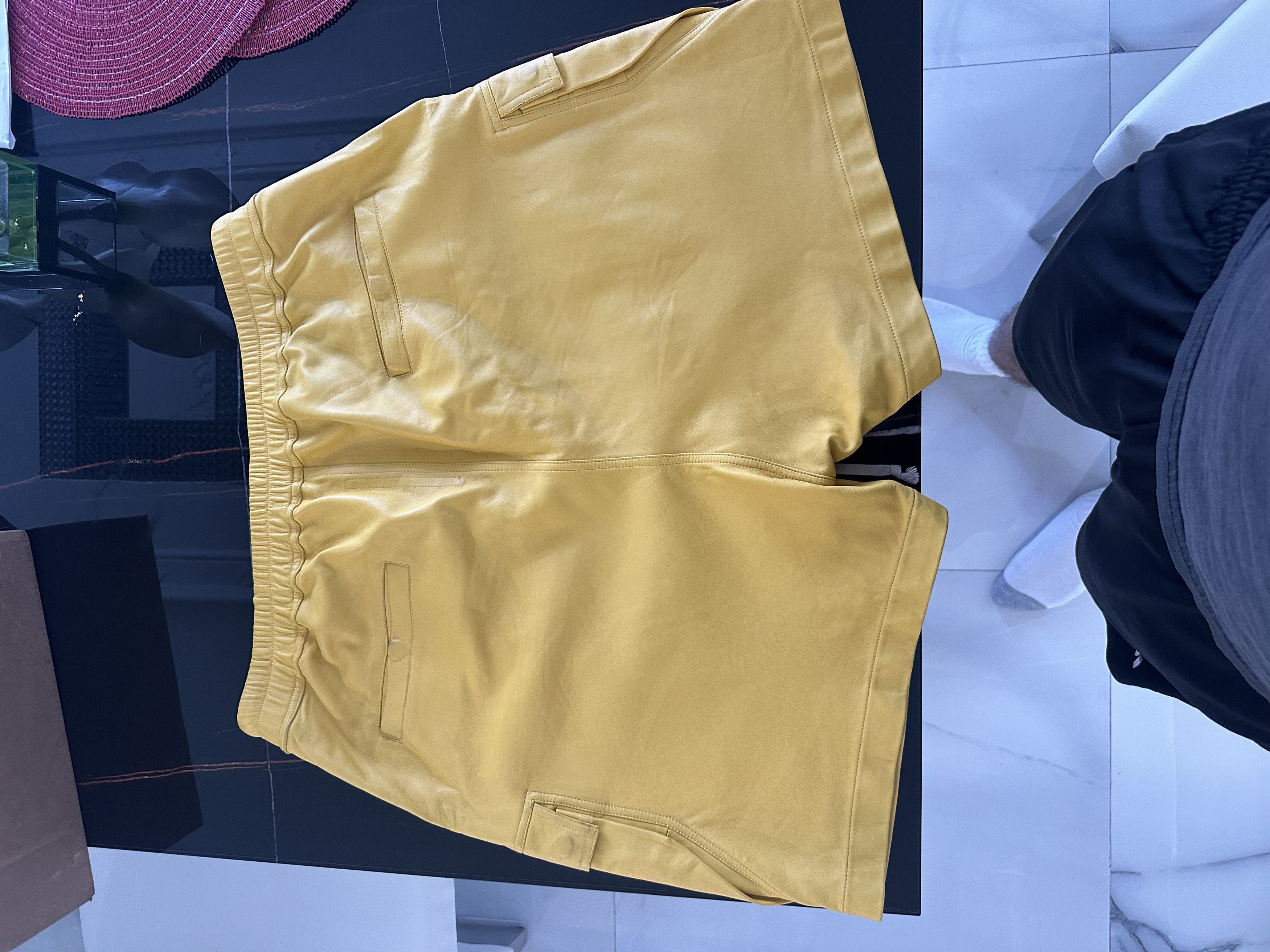 Rick Owens Rick Owens Lemon Cargobela Leather Shorts Size US 38 / EU 54 - 4 Thumbnail