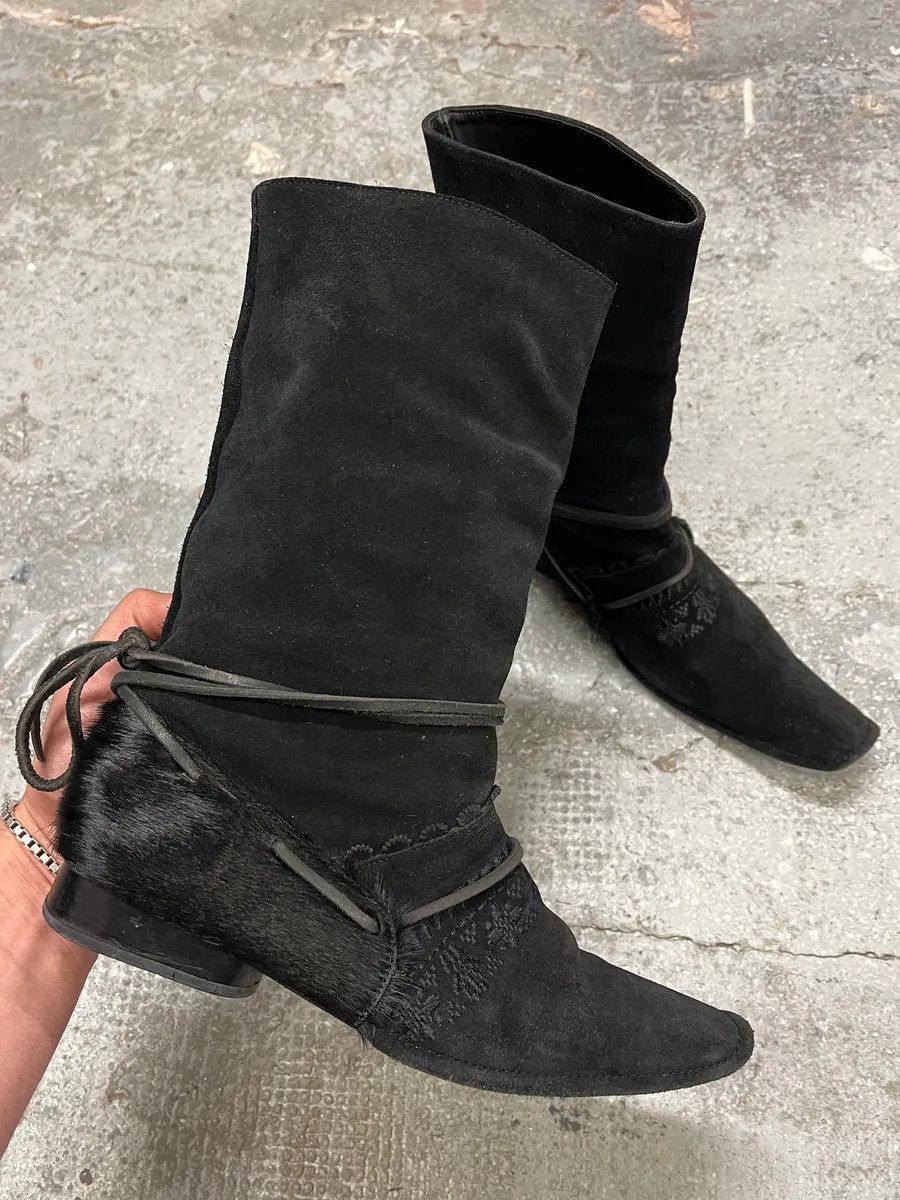 Marithe + Francois Girbaud Marithé + François Girbaud Black Ankle Suede Leather Pony Hair Boots Size US 6.5 / IT 36.5 - 8 Thumbnail