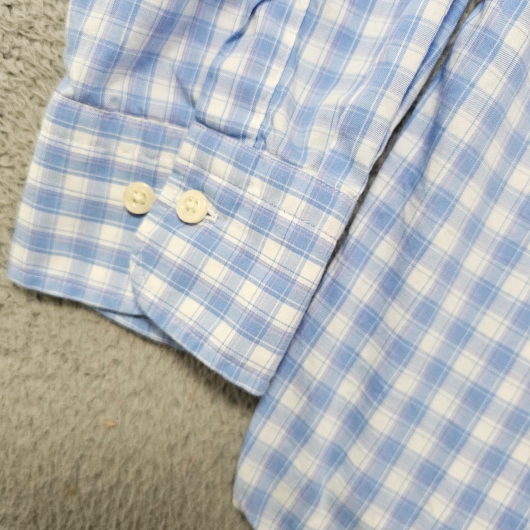 Peter Millar Peter Millar Shirt Mens XL Light Blue Check Button-Up Dress Casual Size US XL / EU 56 / 4 - 4 Thumbnail