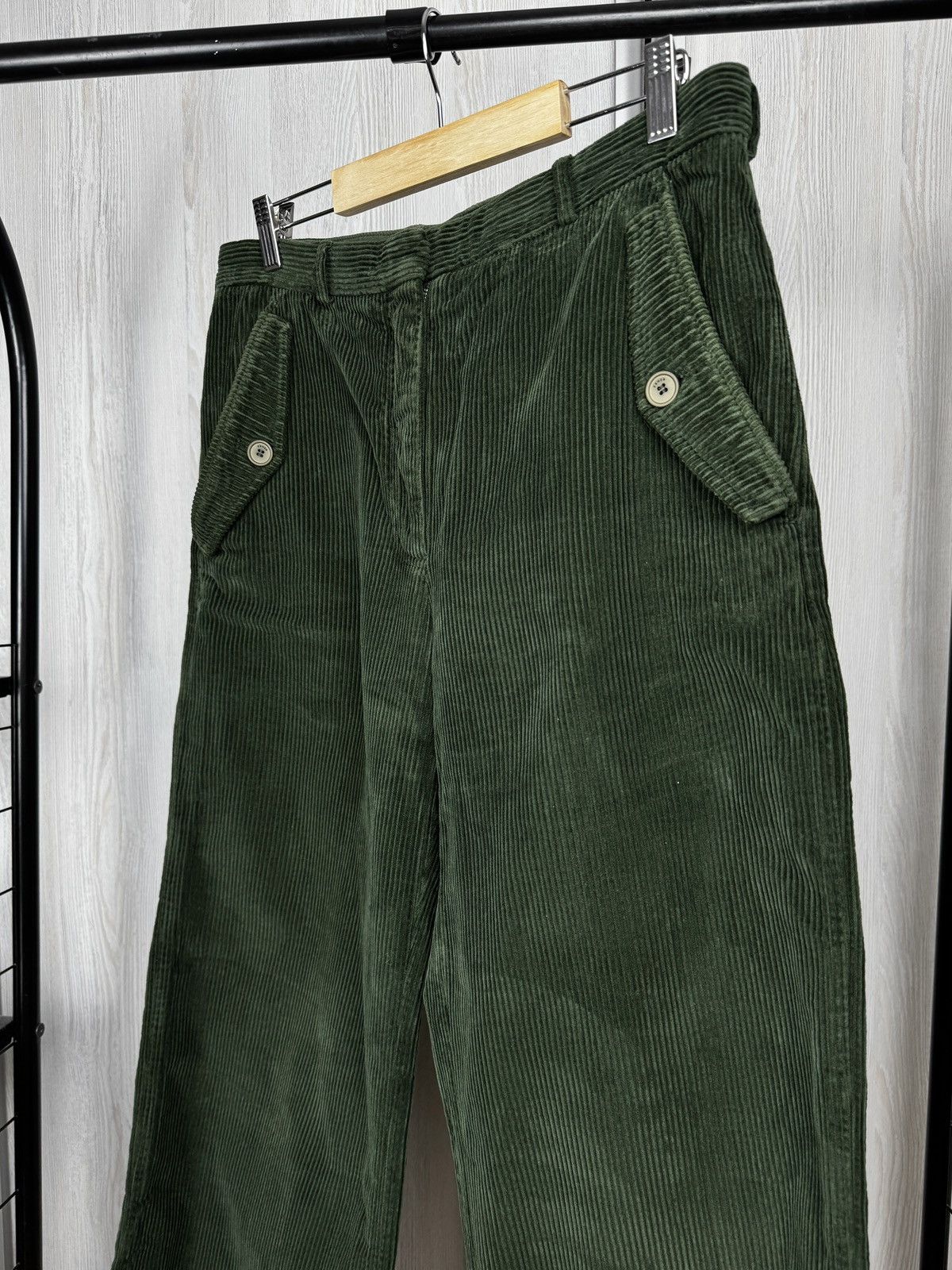 Kenzo Kenzo Khaki Flared Corduroy Wide Trousers Pants size 40 Size 28" / US 6 / IT 42 - 5 Thumbnail