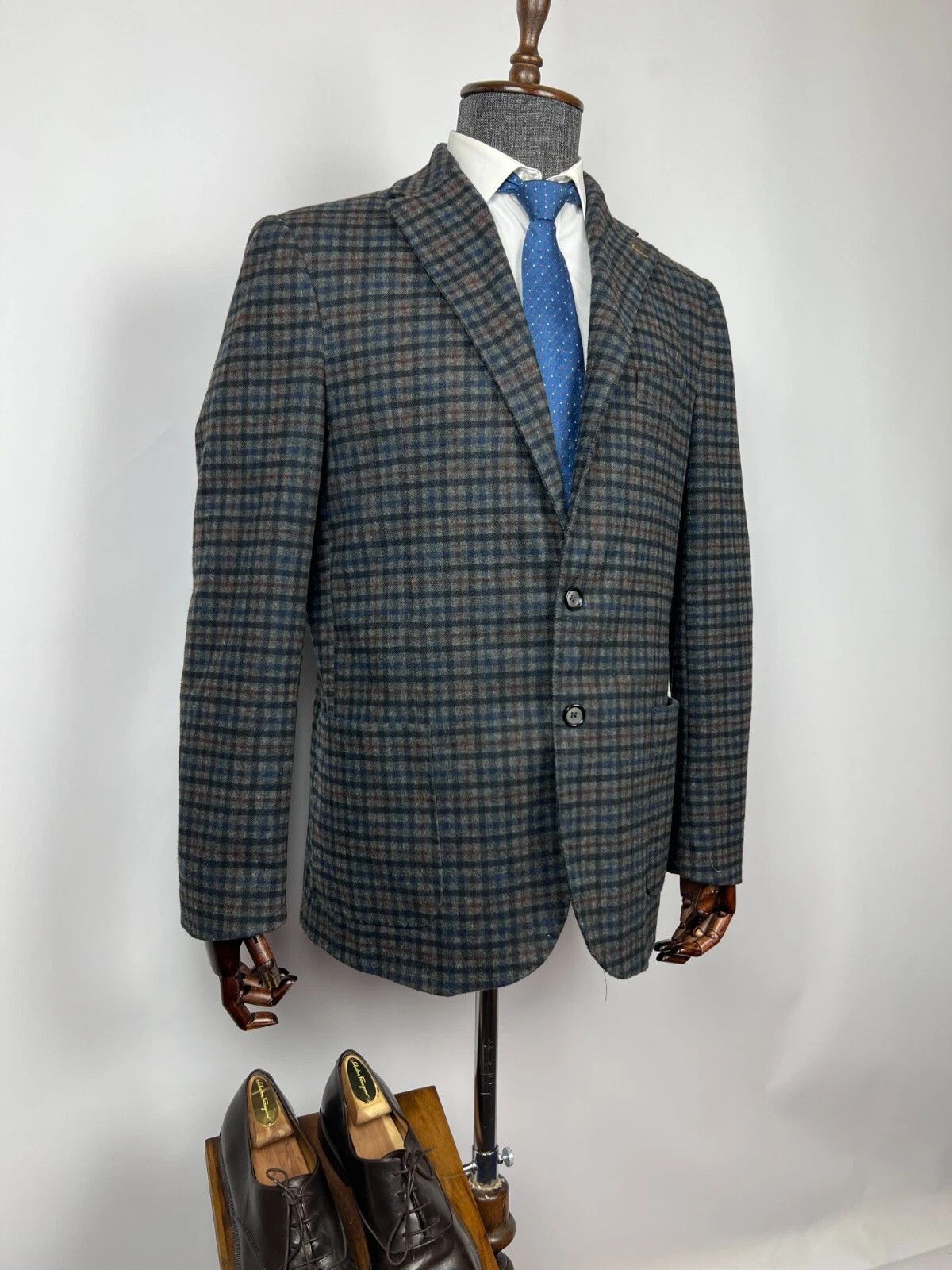 Other Linea Sartoriale Milano Plaid Multicolor Half Lined Blazer Size 46R - 3 Thumbnail