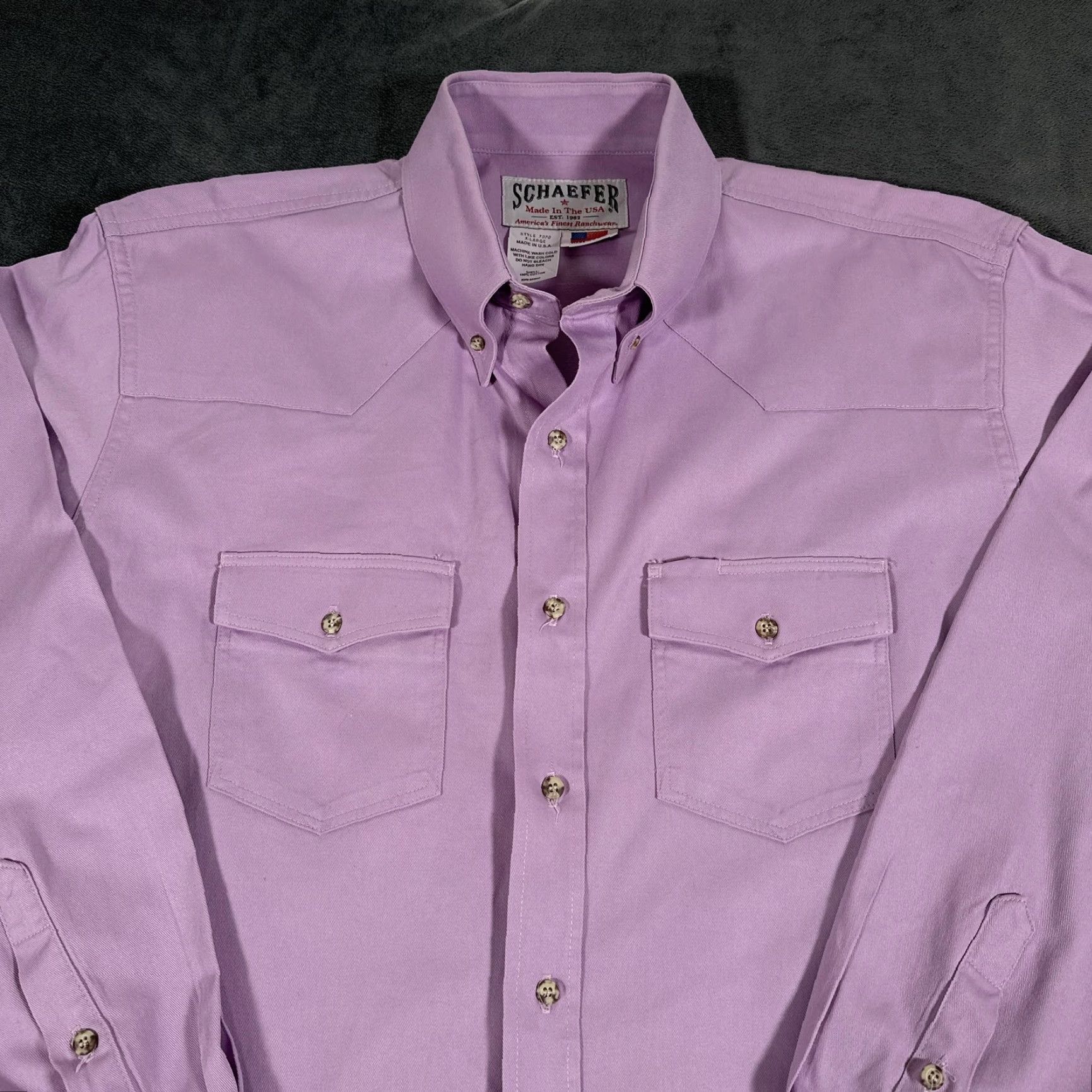 Vintage Schaefer Shirt Mens Extra Large Purple Western Button-Down Cowboy USA Brushpopper Size US XL / EU 56 / 4 - 2 Thumbnail