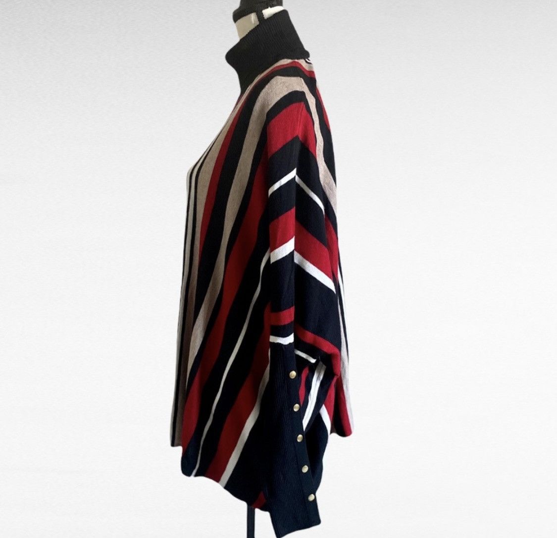 JOSEPH A TURTLENECK STRIPED LONG SLEEVE SWEATER PONCHO