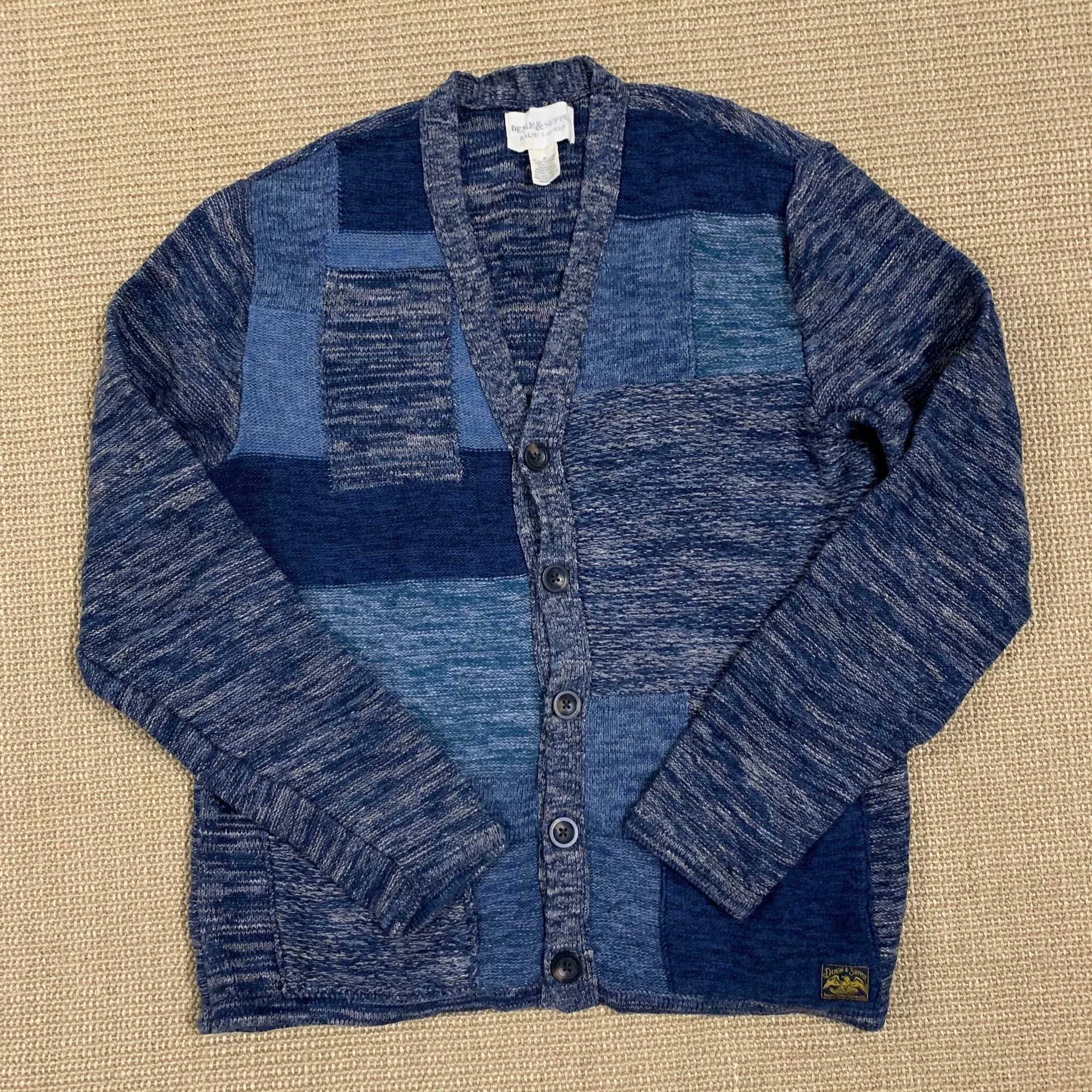 RRL Ralph Lauren Ralph Lauren Denim Supply Indigo Patchwork Cardigan Size US M / EU 48-50 / 2 - 1 Thumbnail