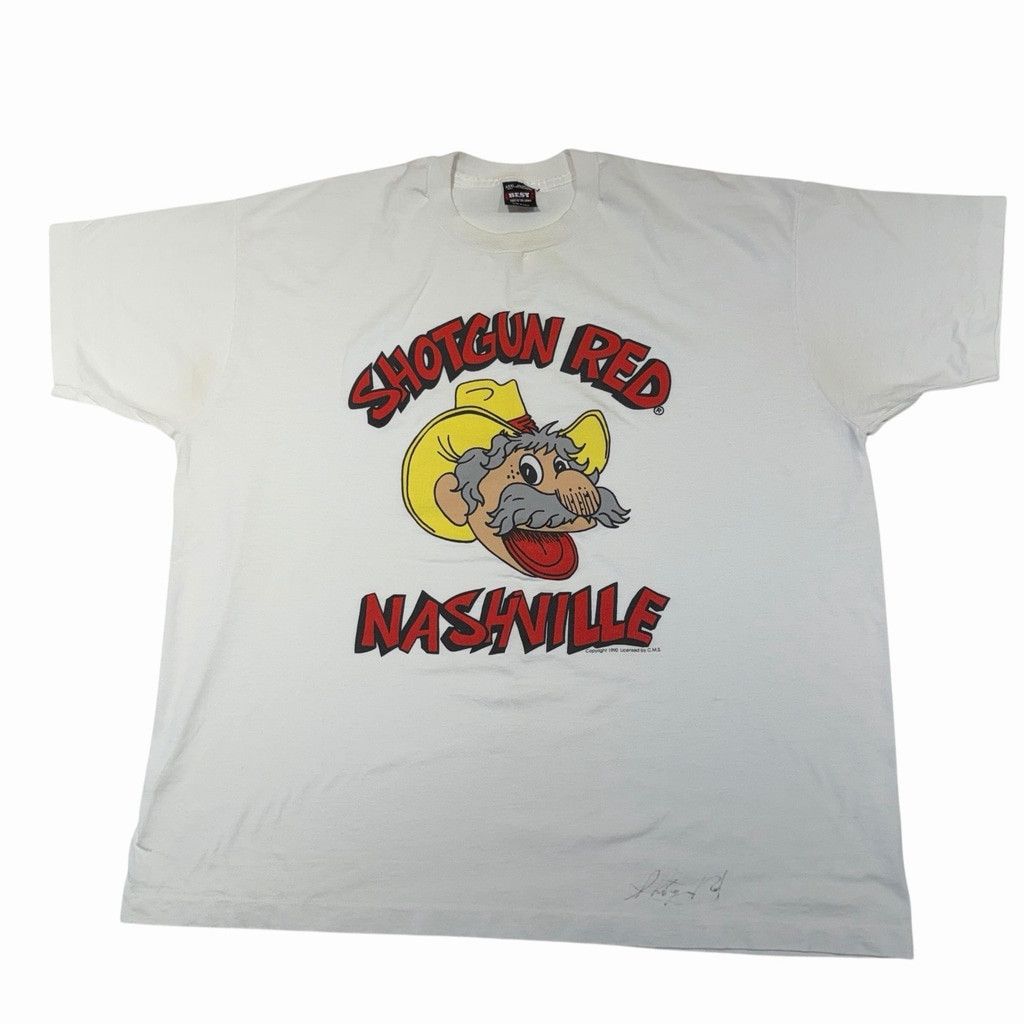 Fruit Of The Loom Shotgun Red Nashville Tee 3X USA Single Stitch Autographed Size US XXL / EU 58 / 5 - 2 Thumbnail