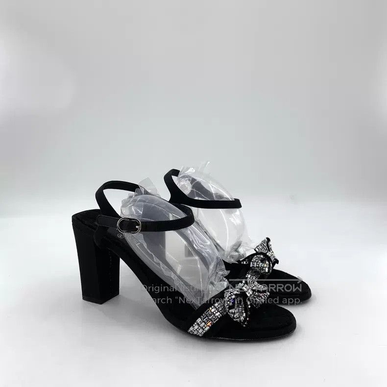 Chanel Chanel Black bow with diamonds, buckle, thick-heeled high- Size US 8 / IT 38 - 2 Thumbnail