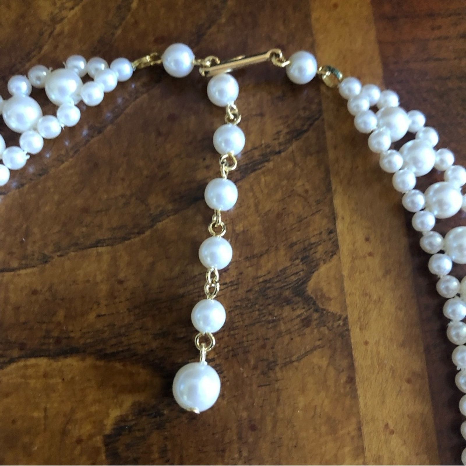 Vintage Vintage braided v shape cream tone beaded necklace Size ONE SIZE - 8 Thumbnail