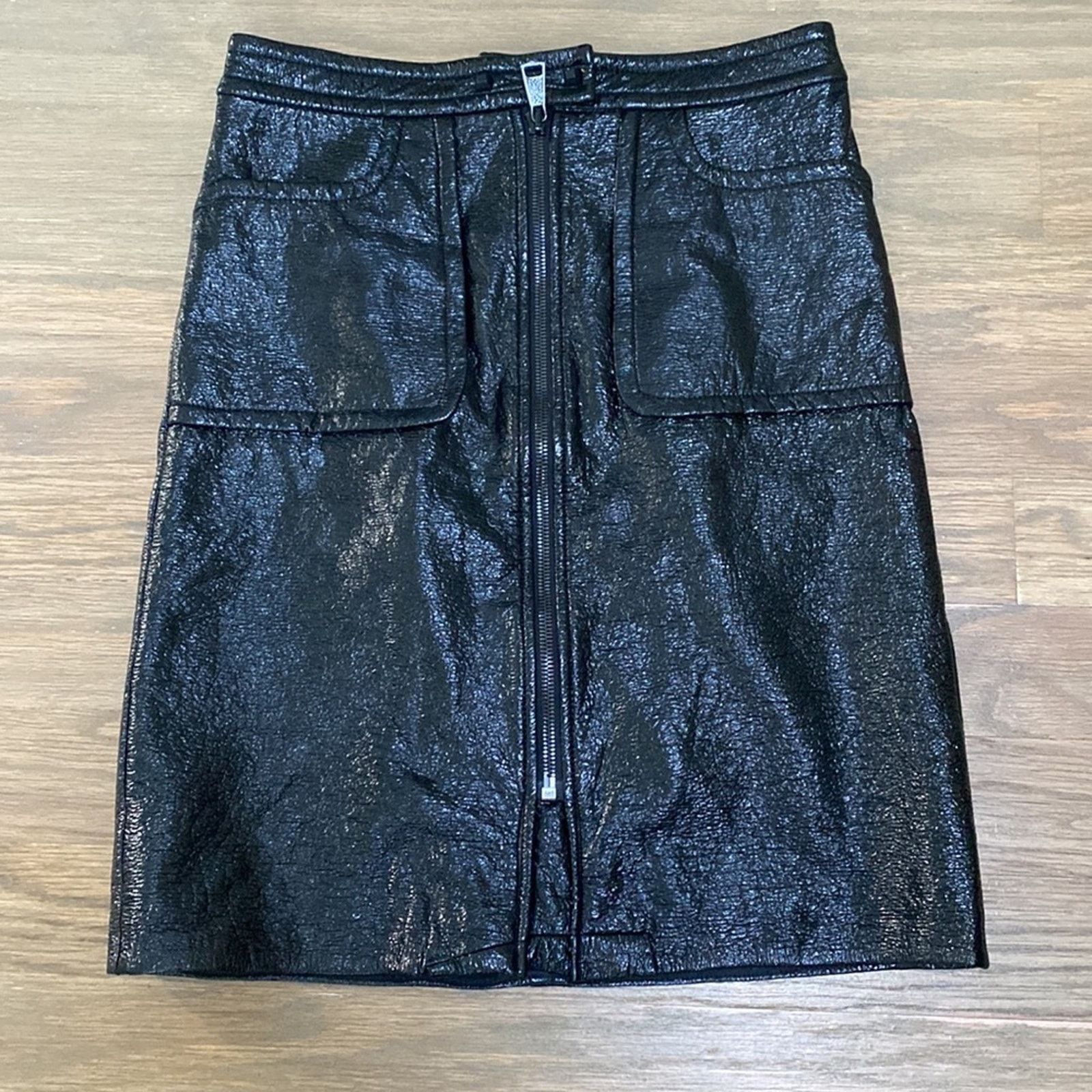 Other Tracy Reese Crinkly Faux Patent Leather Skirt Size 4 Size 27" / US 4 / IT 40 - 2 Thumbnail