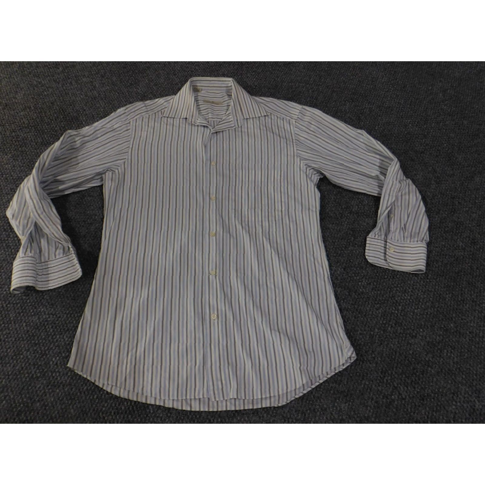 Ermenegildo Zegna Ermenegildo Zegna Shirt Mens 15 Dress Shirt White Blue Striped Long Sleeve Button Down Size US M / EU 48-50 / 2 - 3 Thumbnail