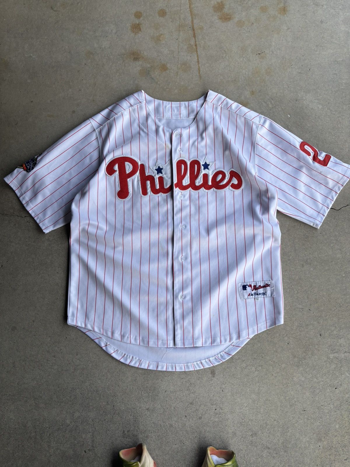 Majestic × Vintage Crazy 2008 Philadelphia Phillies Boxy Pinstripe Jersey Size US XL / EU 56 / 4 - 1 Thumbnail
