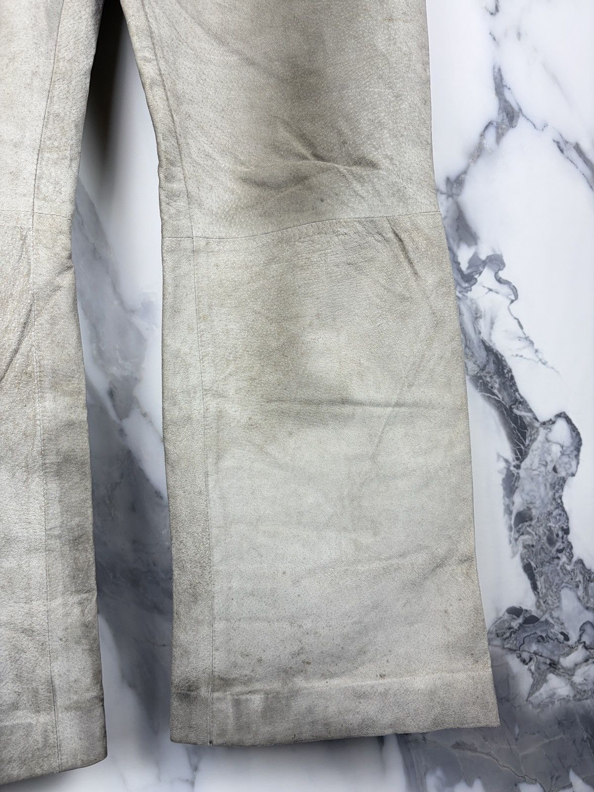 Gucci Gucci Tom Ford Dirty White Flared Leather Pants Thrashed Size US 32 / EU 48 - 4 Thumbnail