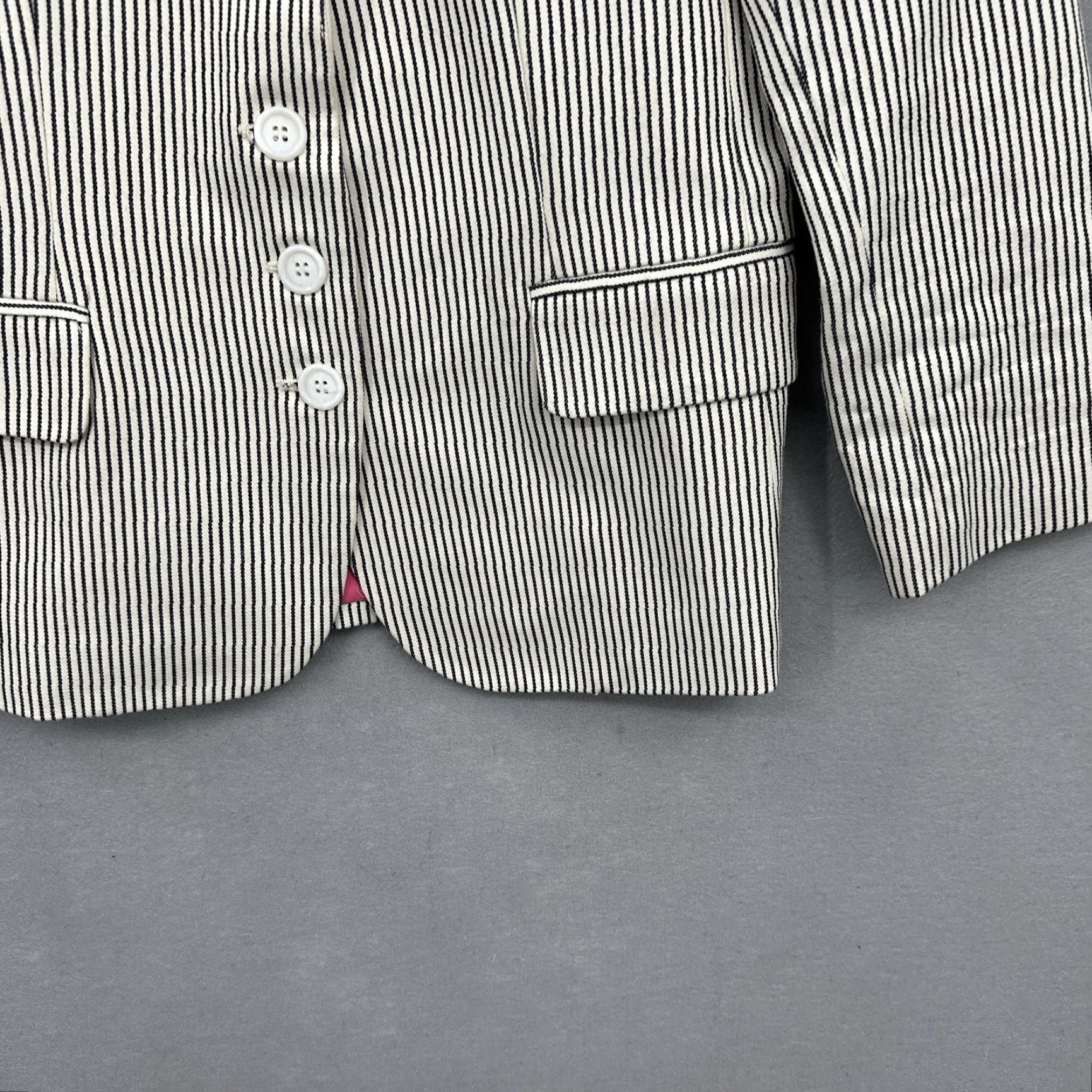 Vintage Ron Herman Blazer Womens Striped 3/4 Sleeve Wool Button Ivory Knit Classic Blazer 4 Size S / US 4 / IT 40 - 6 Thumbnail