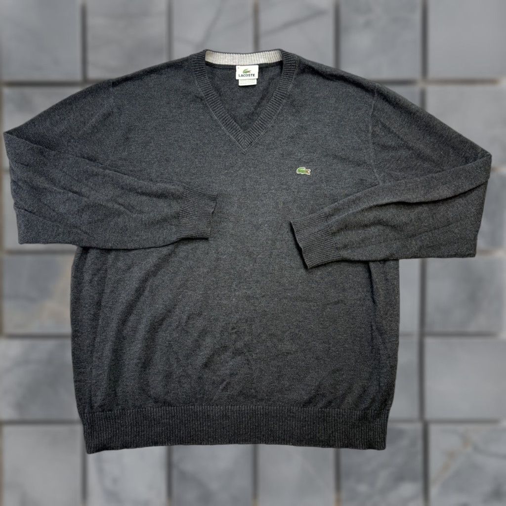 Lacoste Lacoste Sweater Mens XL Gray V-Neck Lightweight Knit Pullover Preppy Logo Jumper Shirt Knitwear Size US XL / EU 56 / 4 - 1 Thumbnail