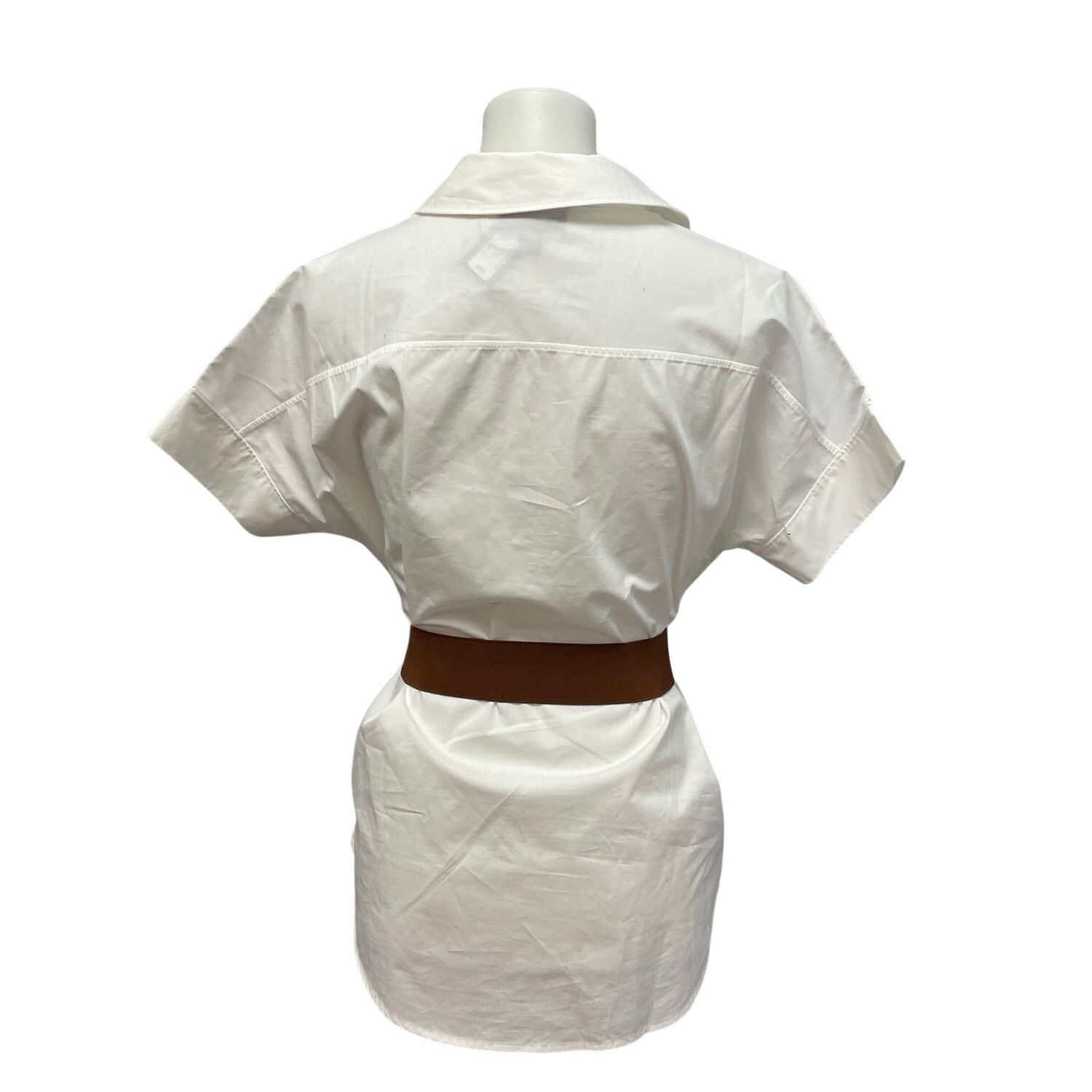Worthington New Worthington Womens Small Cotton Blend Belted Shirt Size S / US 4 / IT 40 - 4 Thumbnail