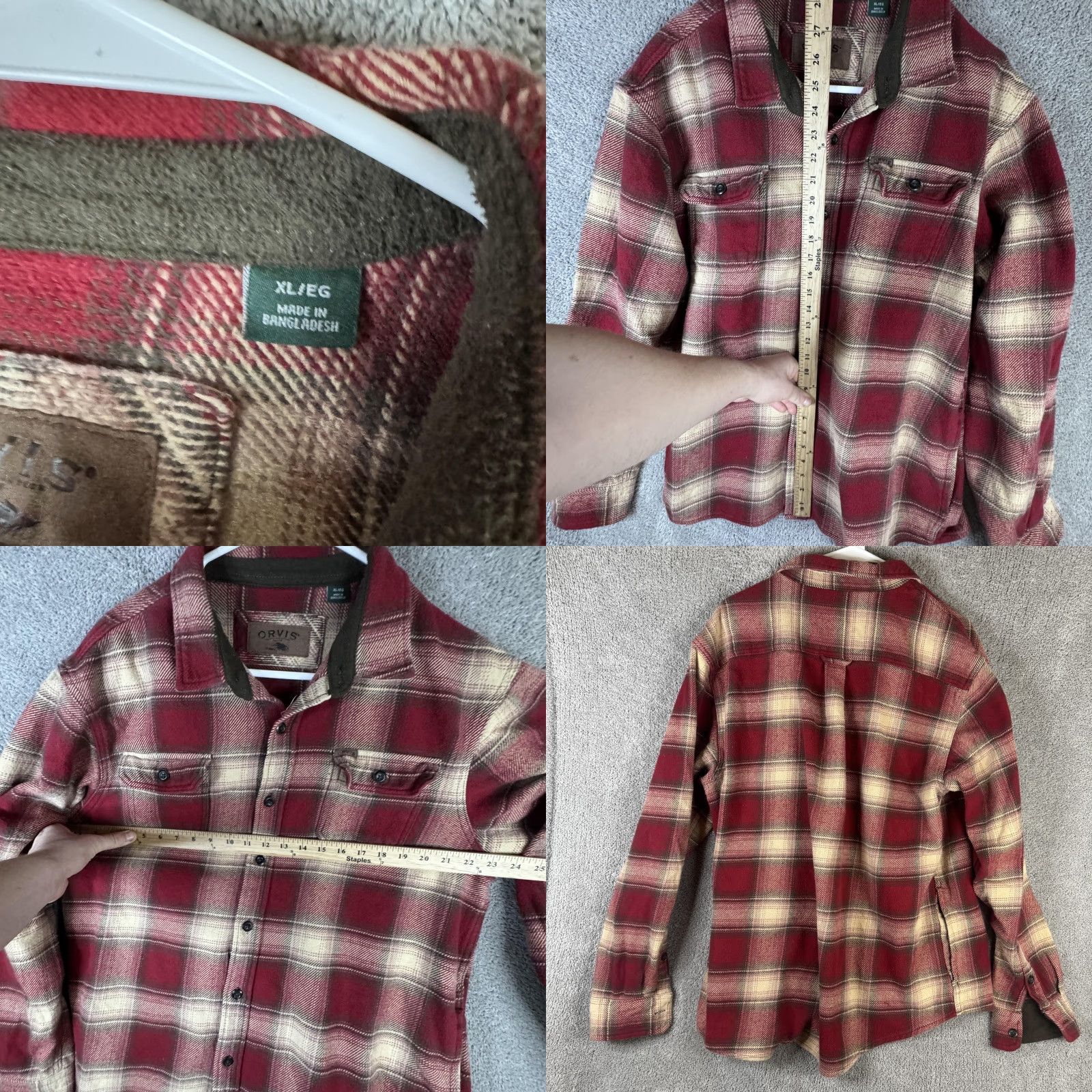Orvis Orvis Shirt Mens XL Red Plaid Flannel Button Front Long Sleeve Pockets Outdoor Size US XL / EU 56 / 4 - 8 Thumbnail