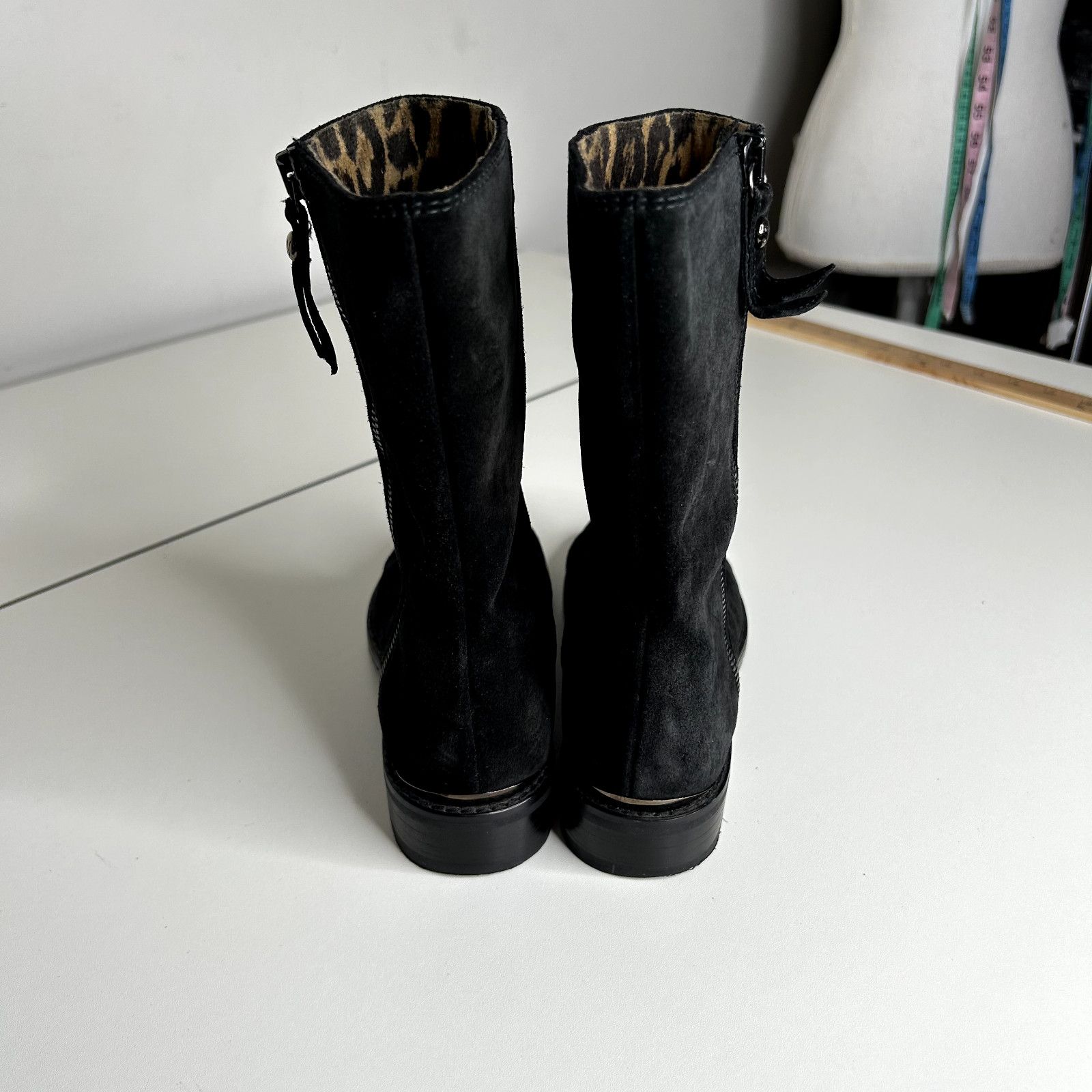 Stuart Weitzman Stuart Weitzman Black Suede Mid-Calf Round Toe Booties 4 Size US 4 / IT 34 - 9 Thumbnail