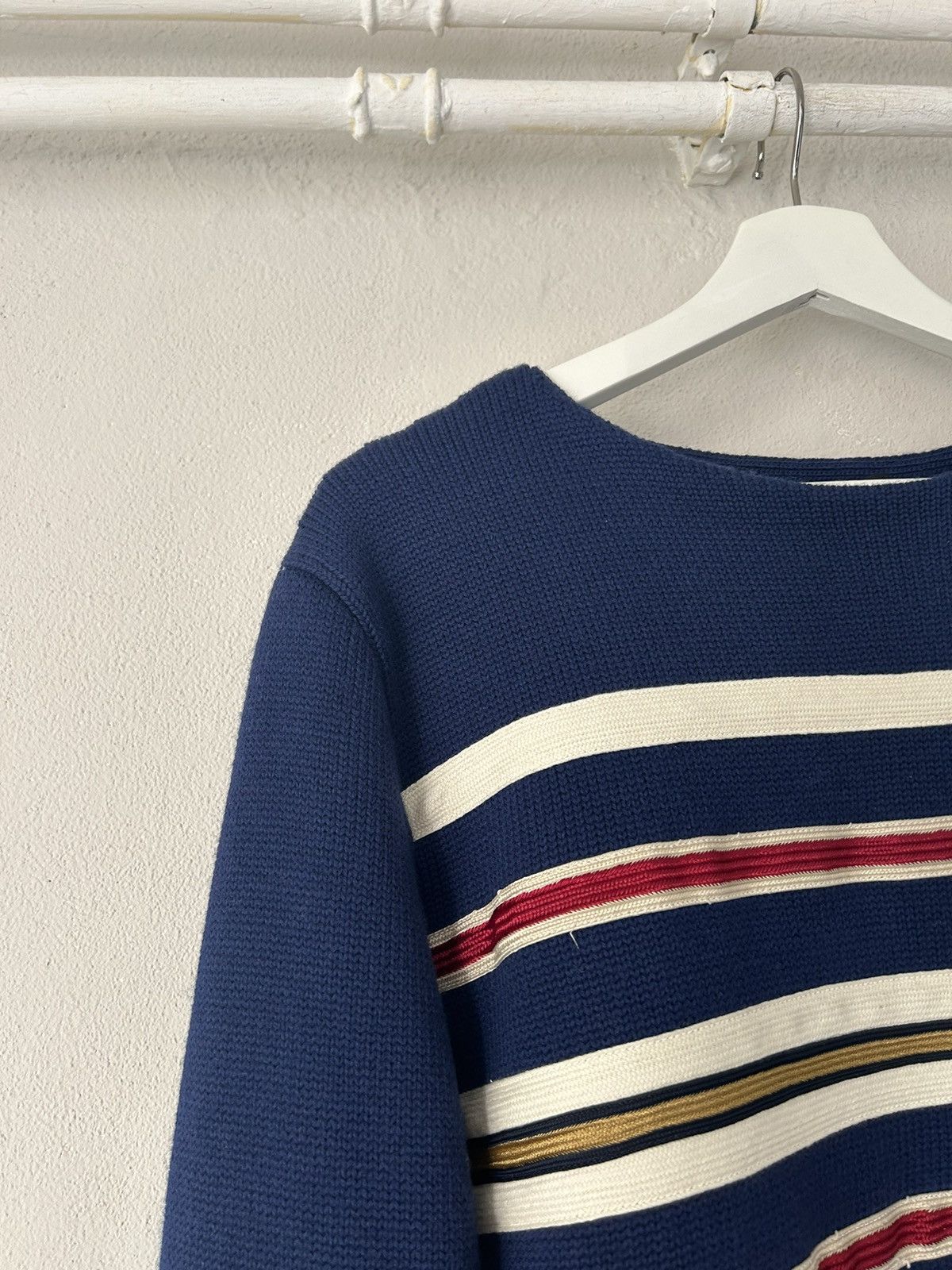 Gucci Navy Stripe Embroidered Wool Sweater Size US L / EU 52-54 / 3 - 3 Thumbnail
