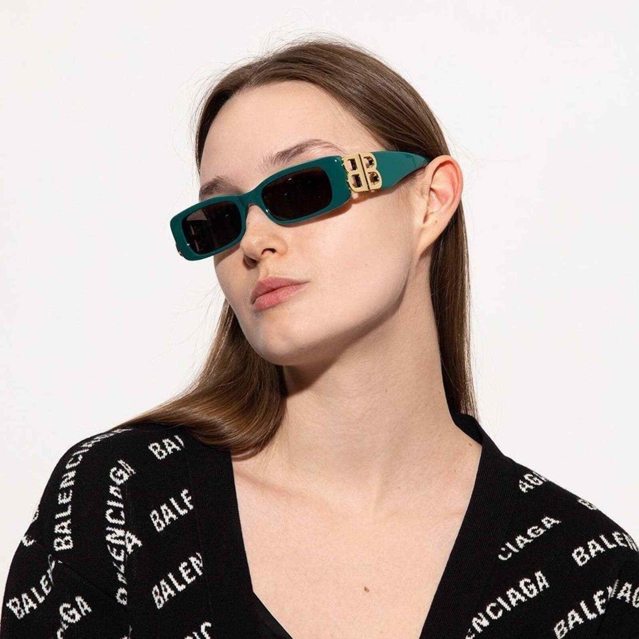 image of New Balenciaga Sunglasses Bb0096S 006 Green Women Sunglasses