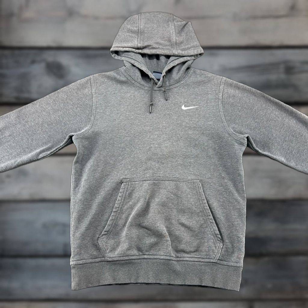 Nike Nike Hoodie Mens Small Gray Pullover Fleece Cotton Blend Swoosh Club Logo Pocket Hooded Crew Neck Regular Size US S / EU 44-46 / 1 - 1 Thumbnail
