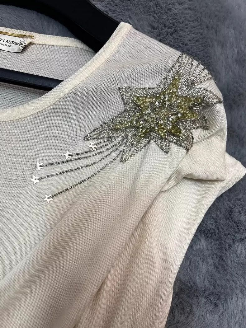 Saint Laurent Paris Saint Laurent Paris 15 Spring and Summer Beige Scale Beaded Size US L / EU 52-54 / 3 - 5 Thumbnail