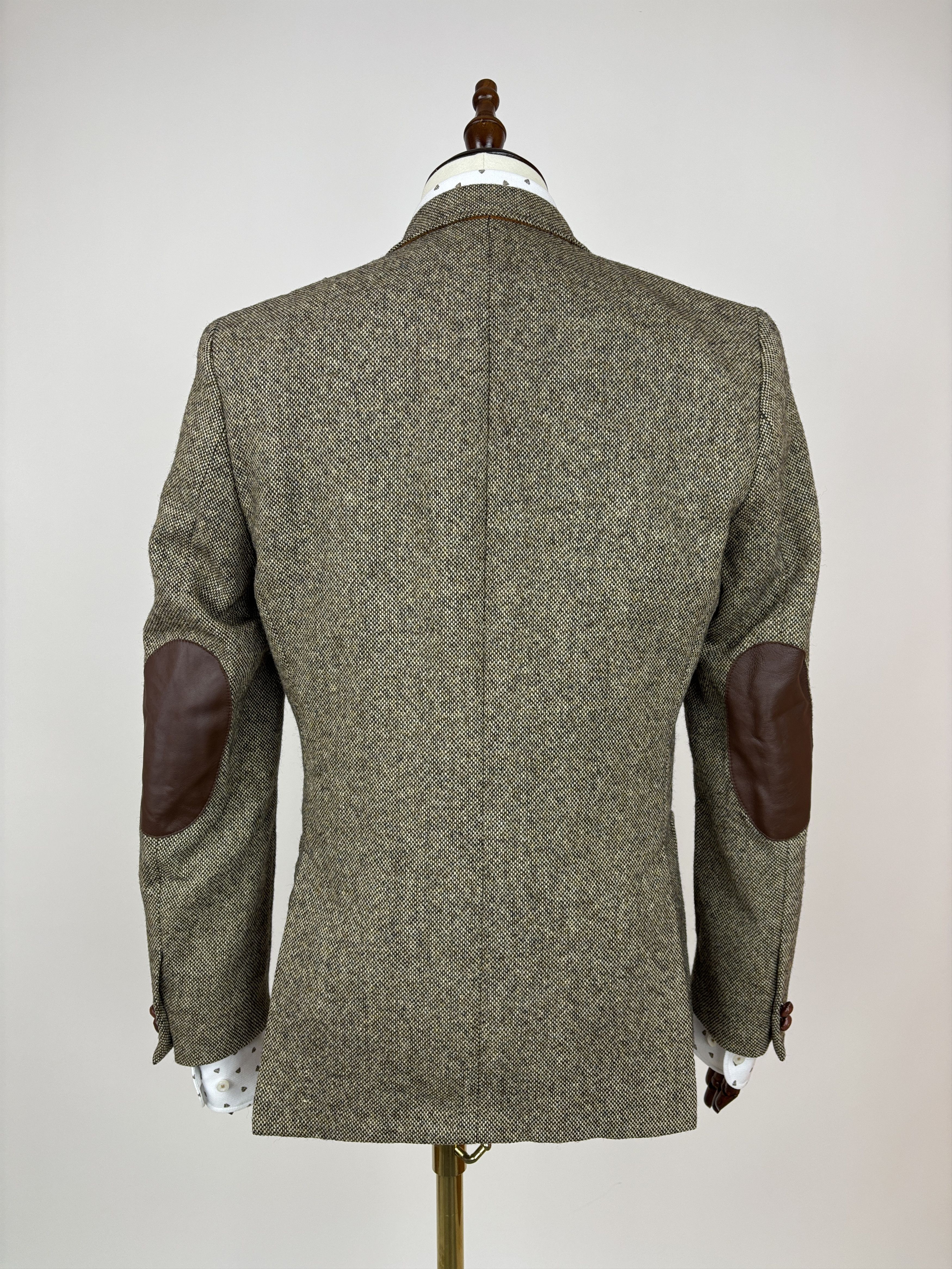 H&M H&M Moon Tweed Wool Blazer Brown Melange Elbow Pads Size 40R - 16 Thumbnail