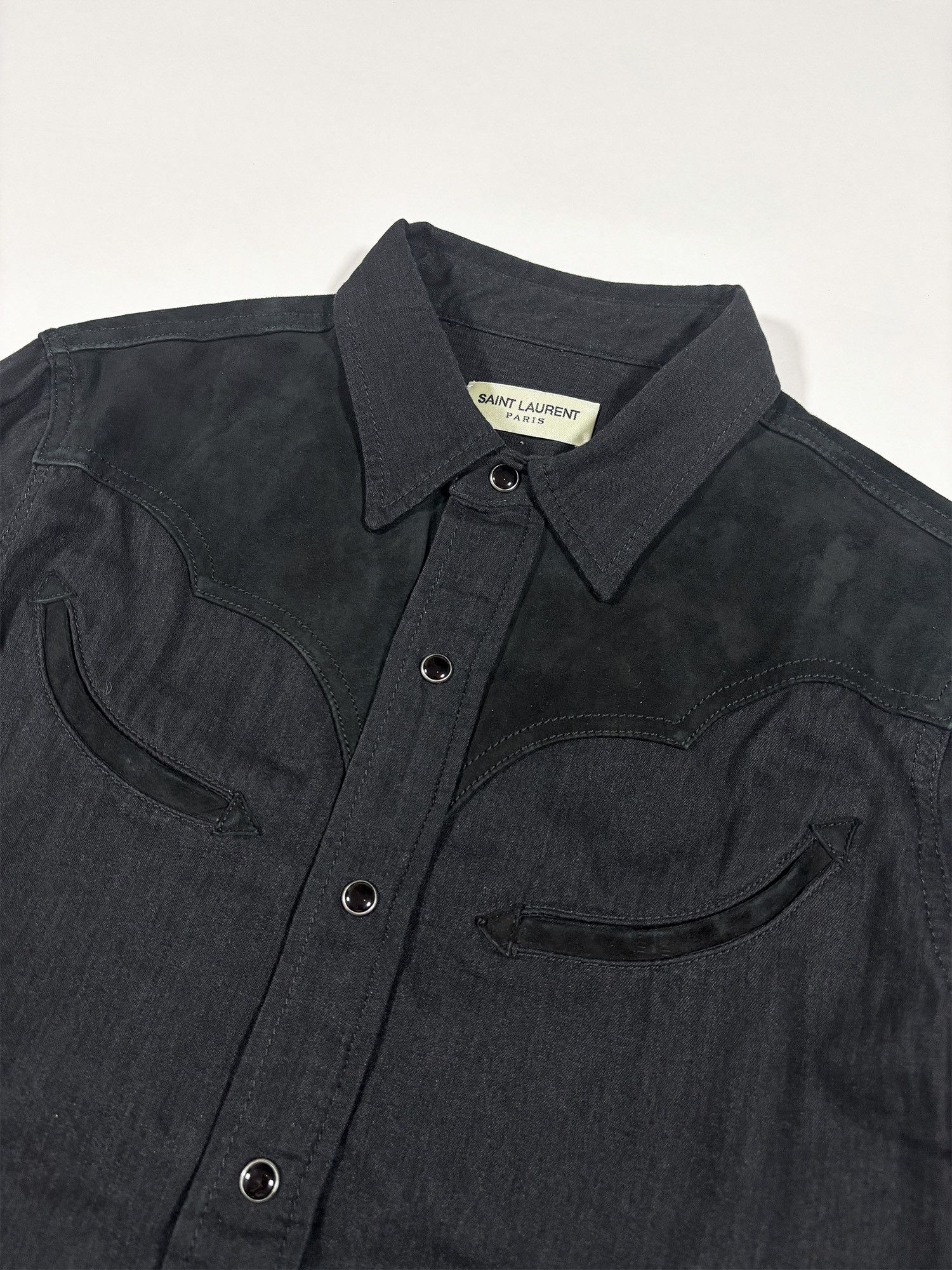 Saint Laurent Paris Western Shirt Lamb Suede Trim Size S Size US S / EU 44-46 / 1 - 3 Thumbnail