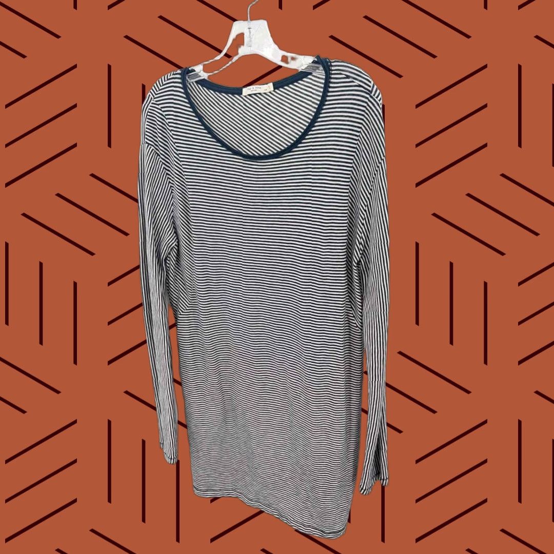 Rag & Bone Navy Stripe Short Sleeve Dress Large