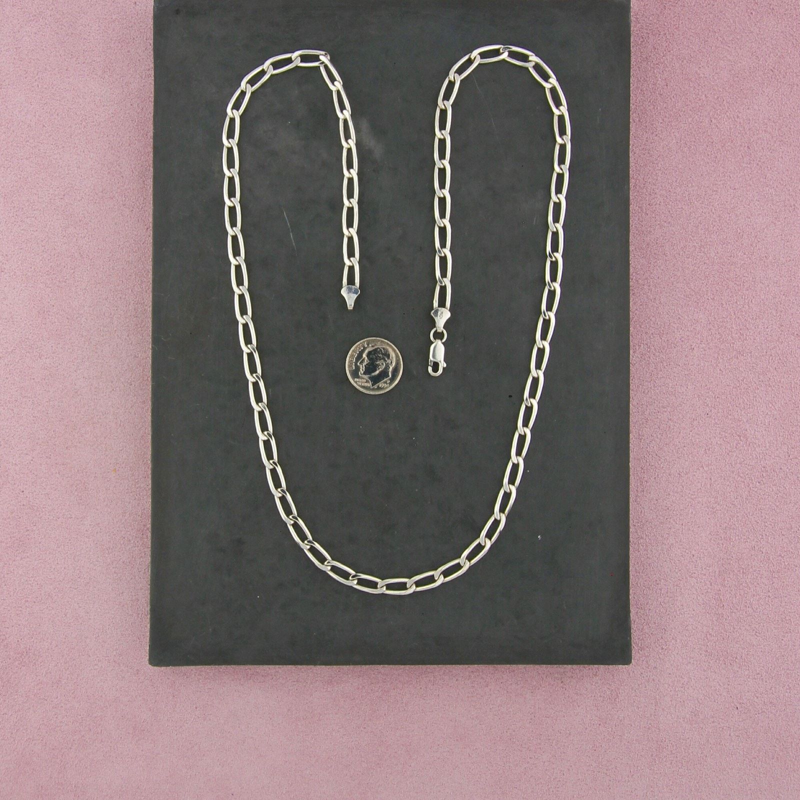 Sterling Silver sterling silver 4mm curb chain necklace size 23.5in Size ONE SIZE - 2 Thumbnail