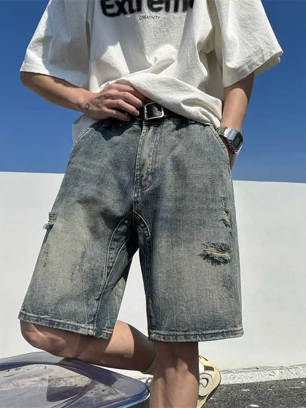 Japanese Brand × Jean Retro high street ripped denim shorts Size US 32 / EU 48 - 2 Thumbnail
