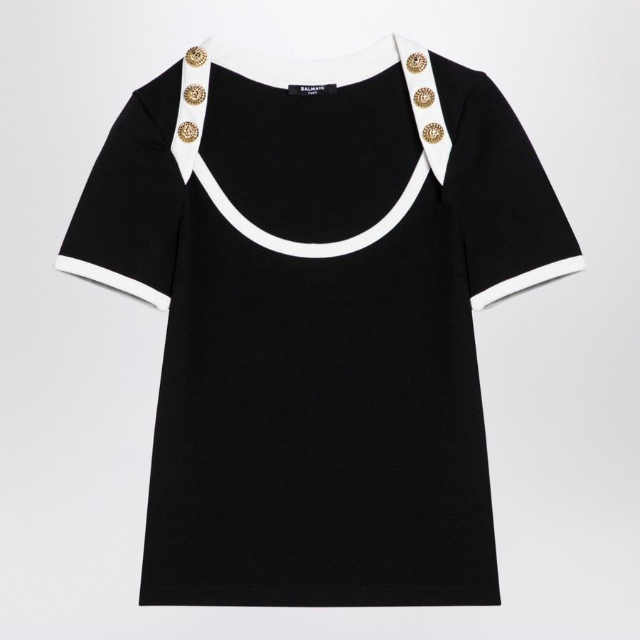 Balmain o1d2blof0824 Cotton T-Shirts in Black & White Size M / US 6-8 / IT 42-44 - 1 Thumbnail