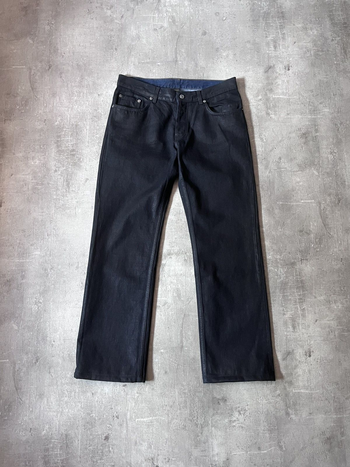 Helmut Lang Helmut Lang 1999 Coated Black Waxed Denim Classic Cut