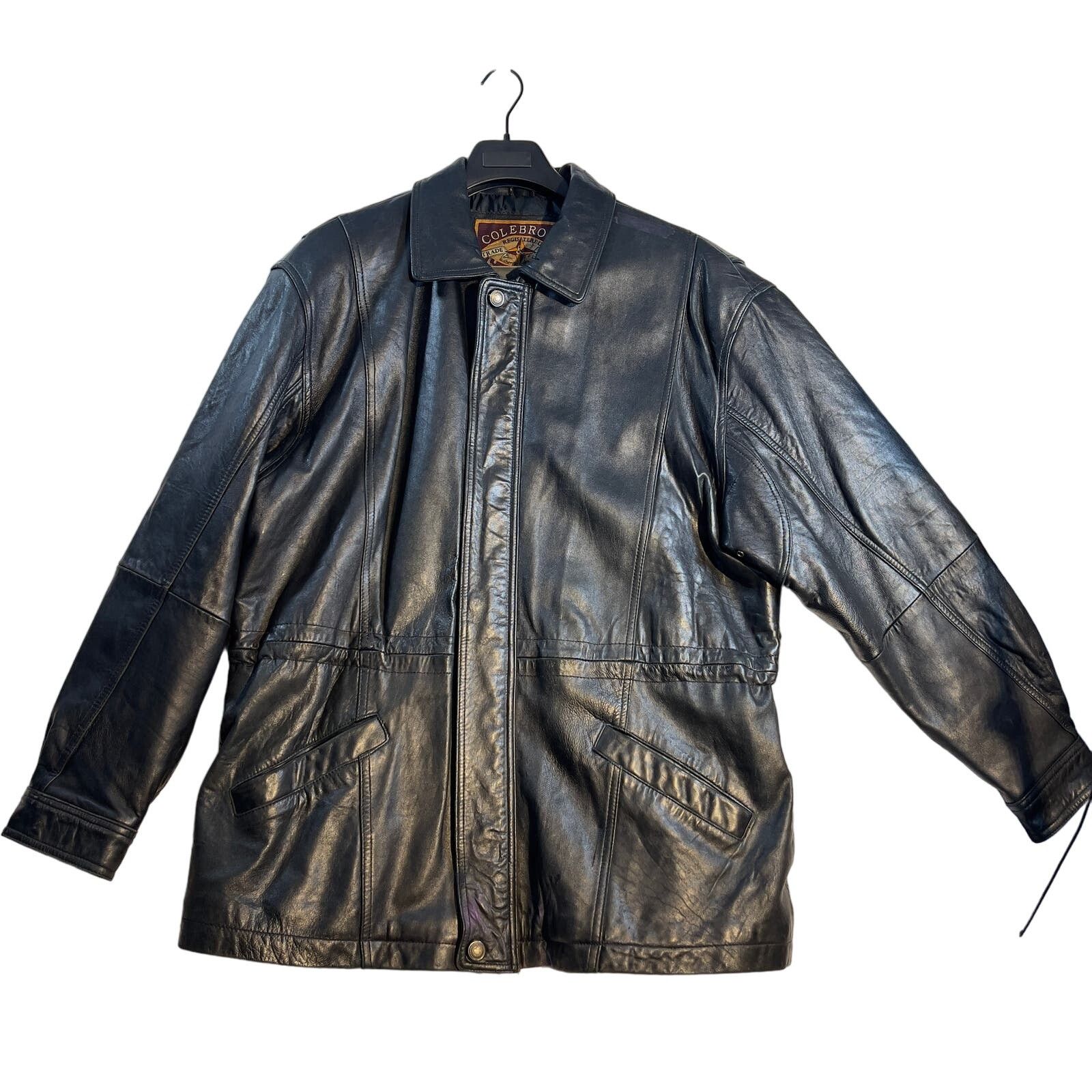 Other Colebrook Co. Lined Leather Coat Mens Large Drawstring Waist Size US L / EU 52-54 / 3 - 1 Thumbnail