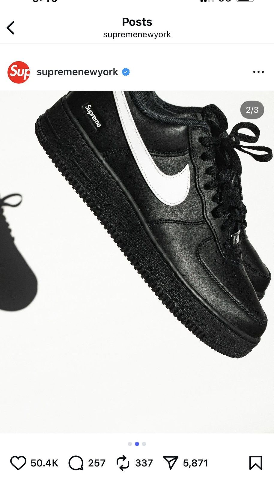 Nike × Supreme Supreme x Nike Air Force 1 Low black White CU9225-102 size 9 Size US 9 / EU 42 - 9 Thumbnail