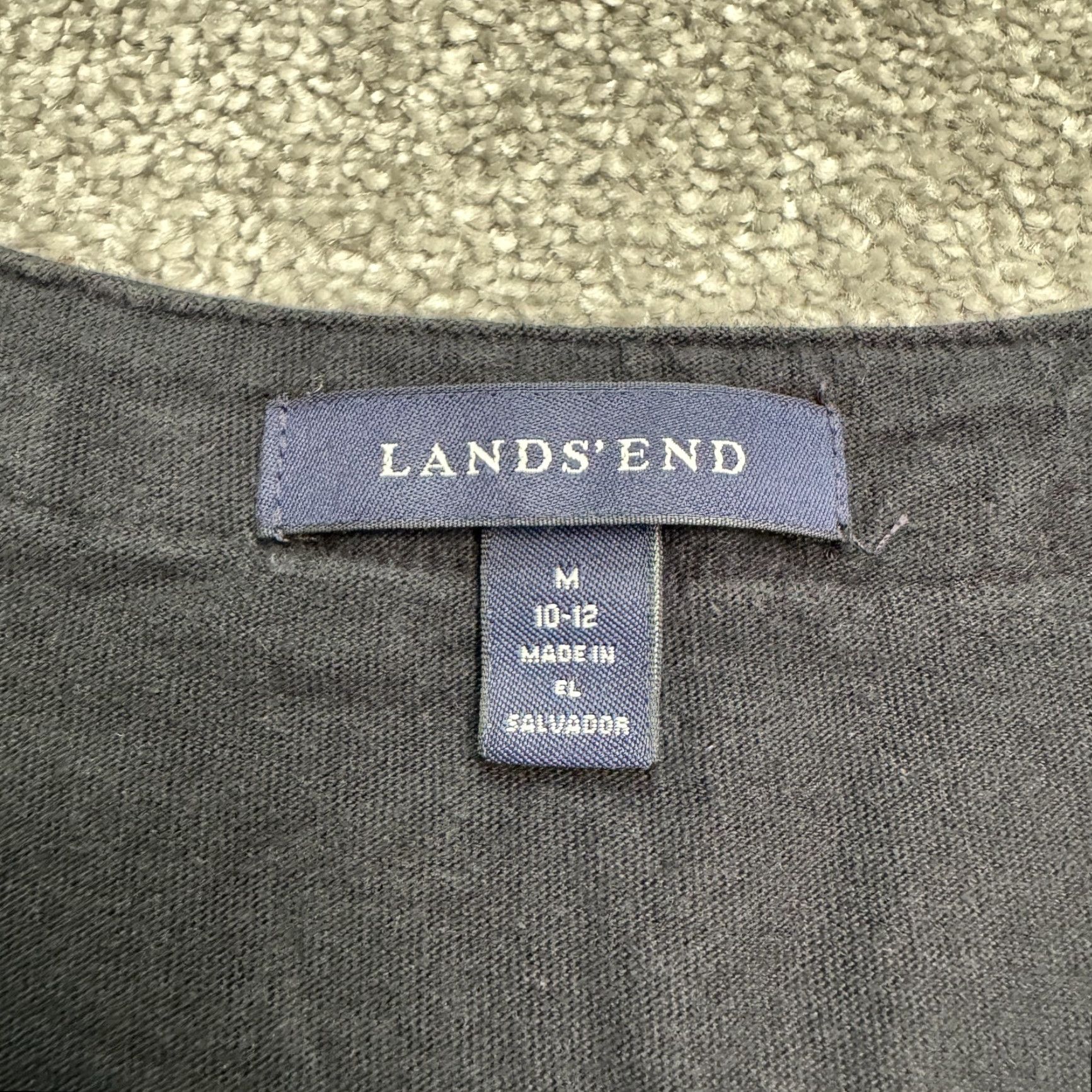Lands' End Lands' End Midi Shift Dress Womens Medium Black V-Neck Cotton Casual Summer Size M / US 6-8 / IT 42-44 - 4 Thumbnail
