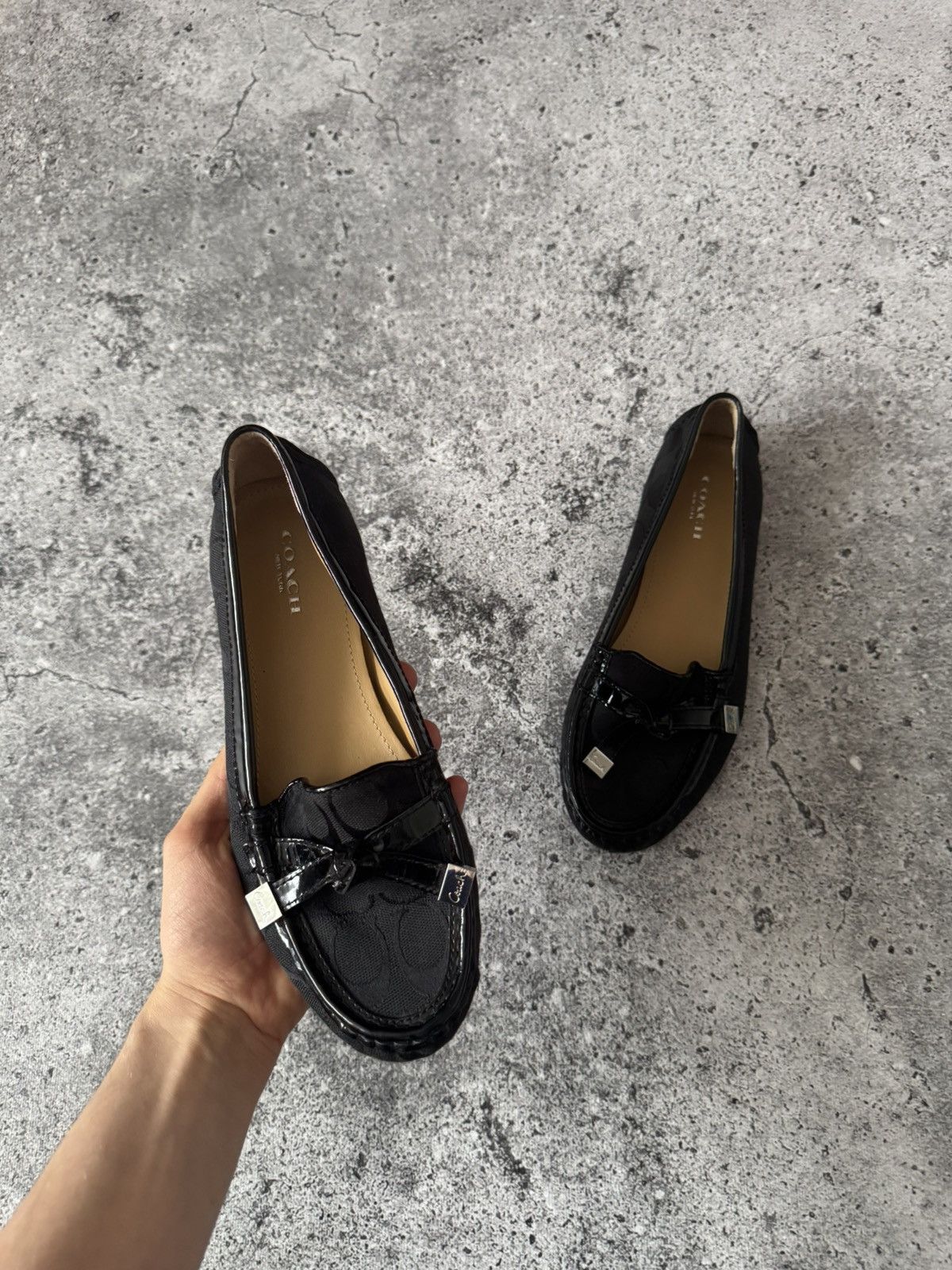 Coach Coach Flats WMNS luxury vintage Black Leather Rare Monogram Size US 7.5 / IT 37.5 - 3 Thumbnail