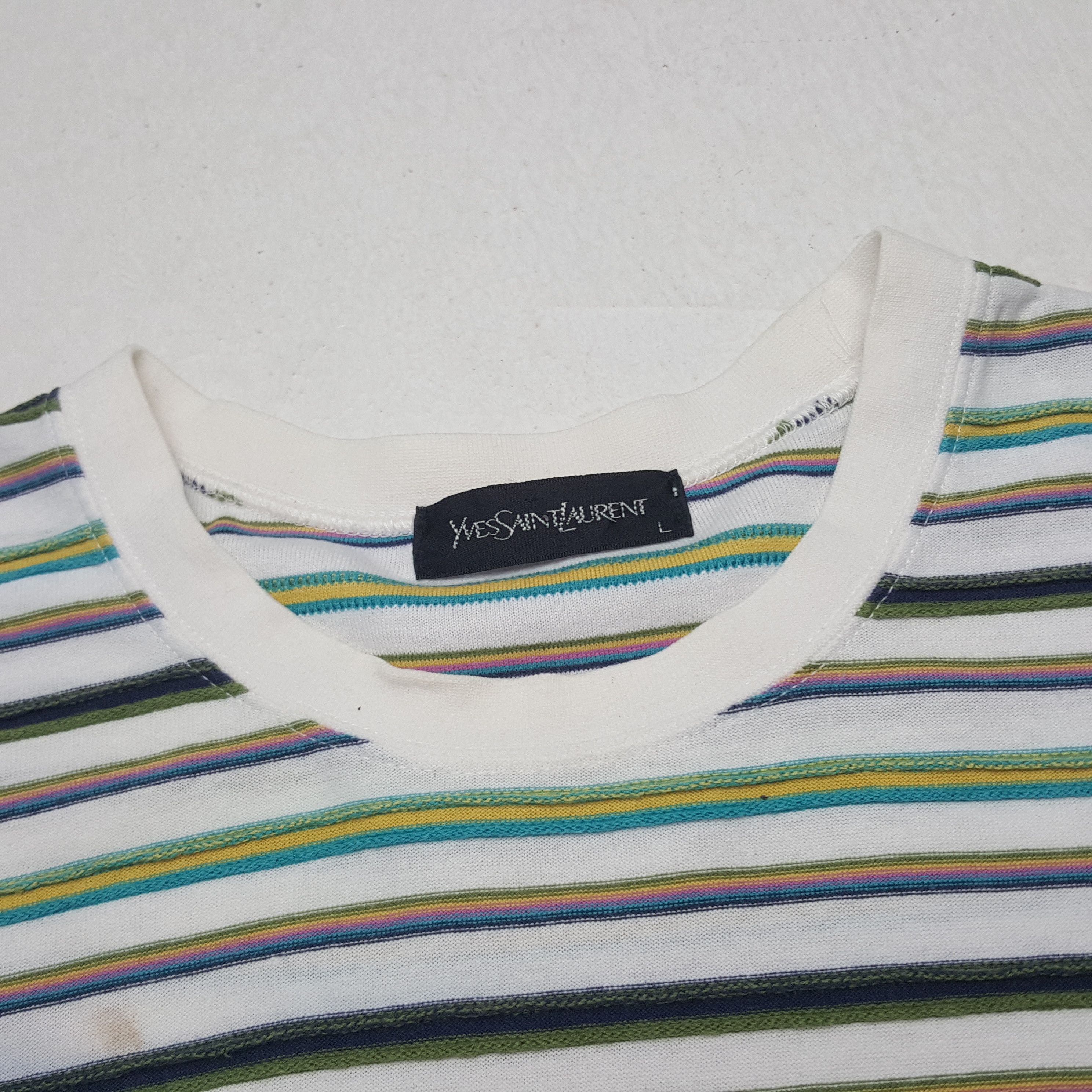 Vintage × Yves Saint Laurent Vintage Yves Saint Laurent Italian Brand Stripe Tshirt Size US L / EU 52-54 / 3 - 4 Thumbnail