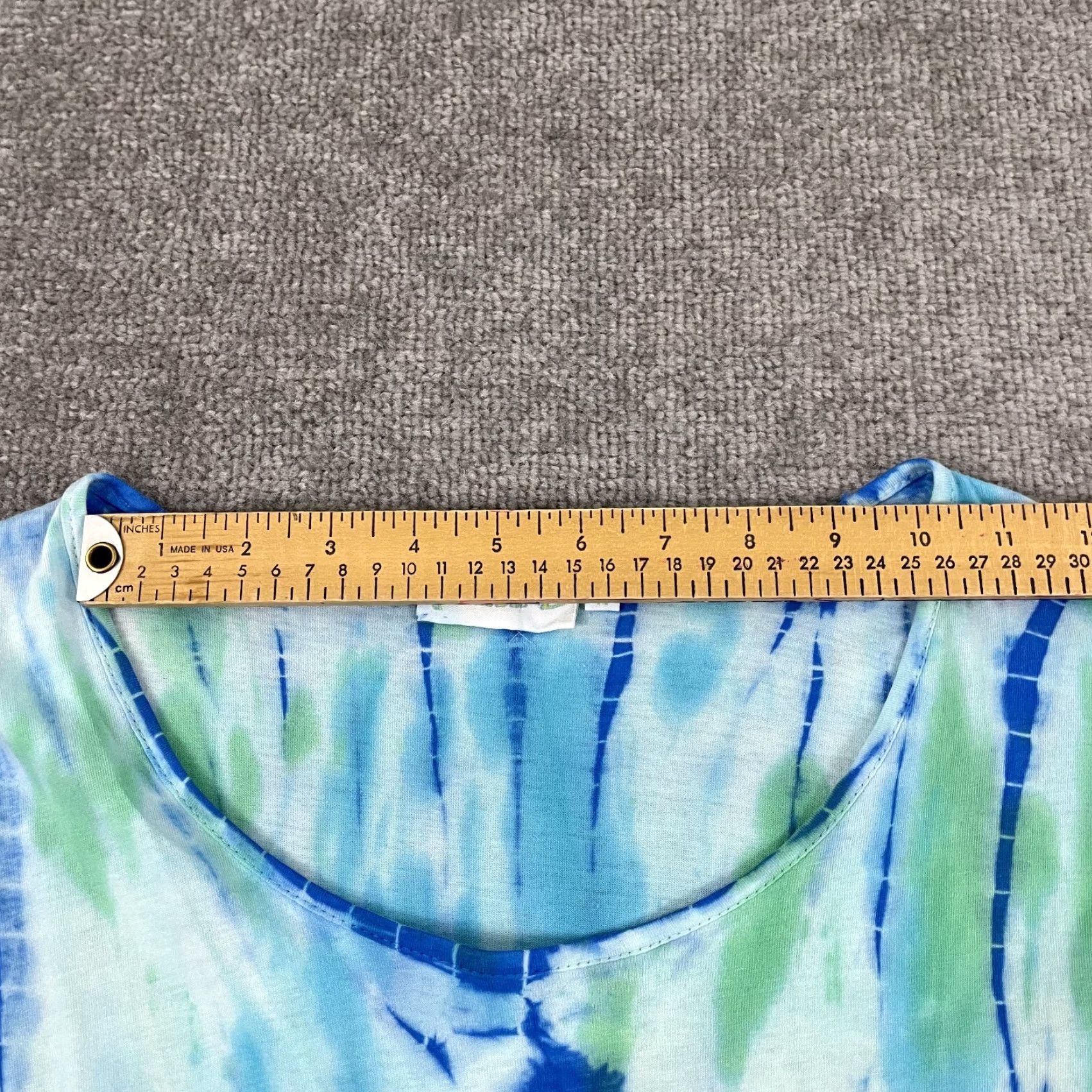 Vintage LULU-B Blouse Womens Medium Blue Green White Tie Dye Tunic Top Round Neck Preppy Size M / US 6-8 / IT 42-44 - 7 Thumbnail