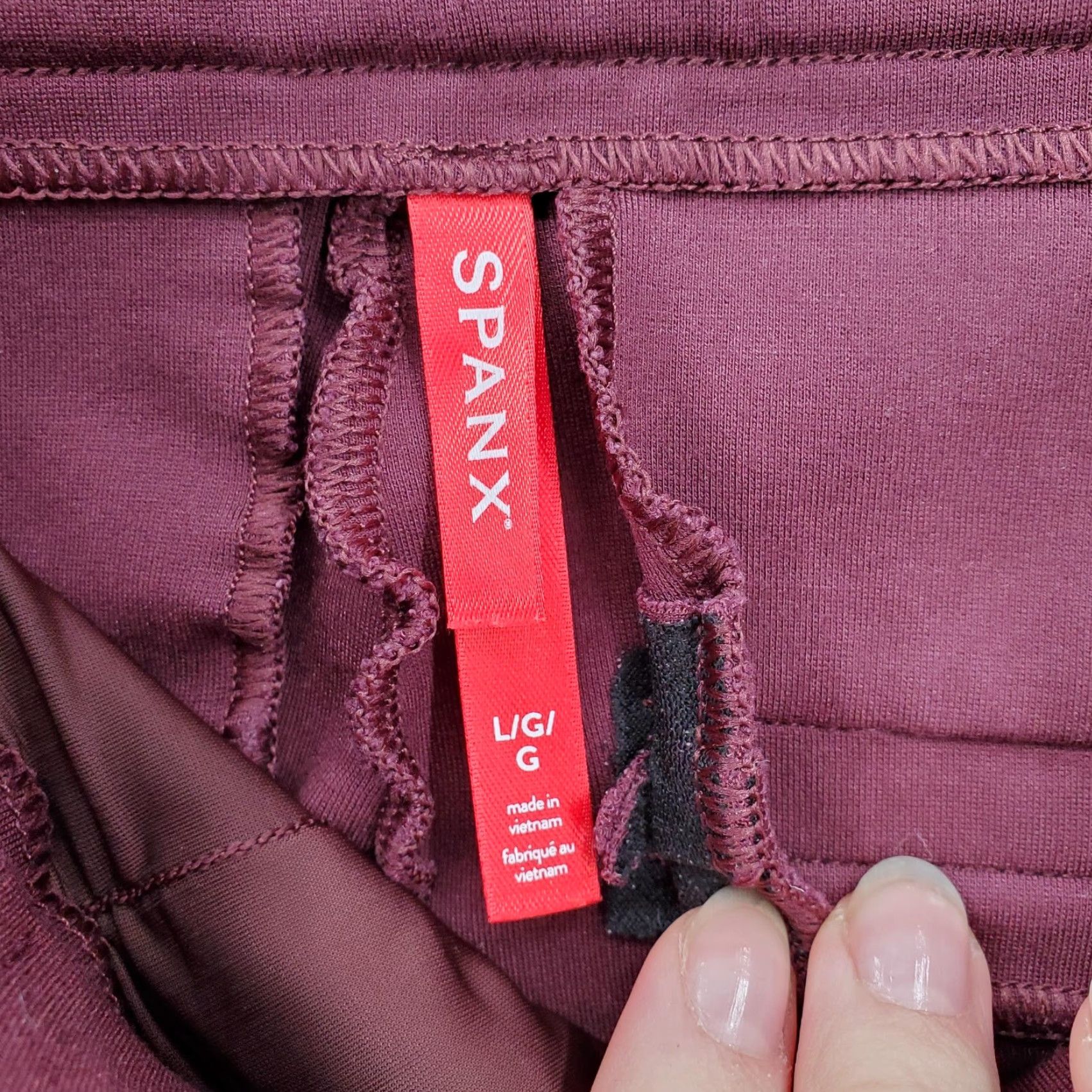 Spanx Spanx Pants Womens Large Burgundy Ponte Knit Pull On Ankle Skinny Back Pockets Size 36" / US 14 / IT 50 - 4 Thumbnail