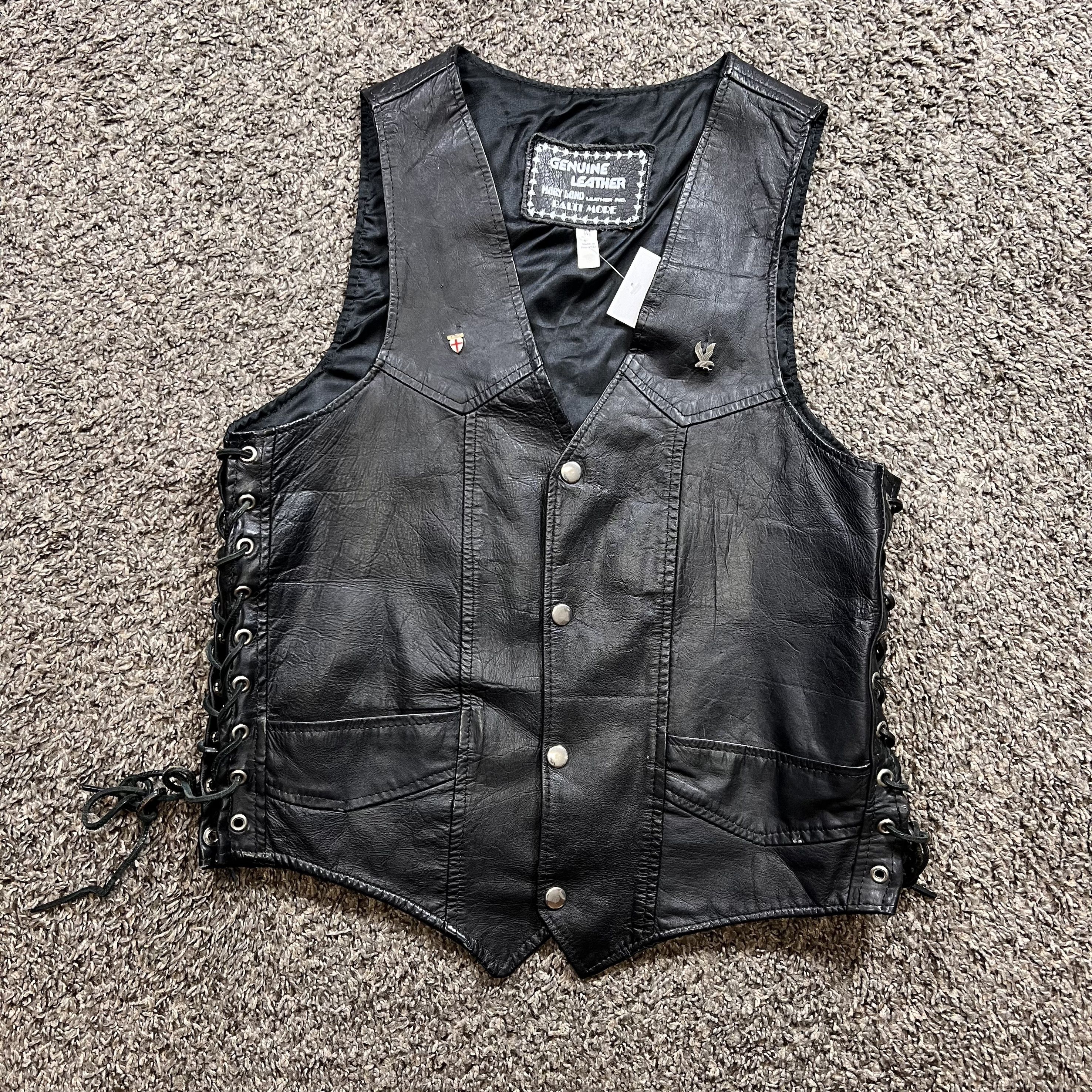 Genuine Leather × Leather 1990’s Vintage Mary Land Leather Inc. Vest Size M / US 6-8 / IT 42-44 - 1 Thumbnail