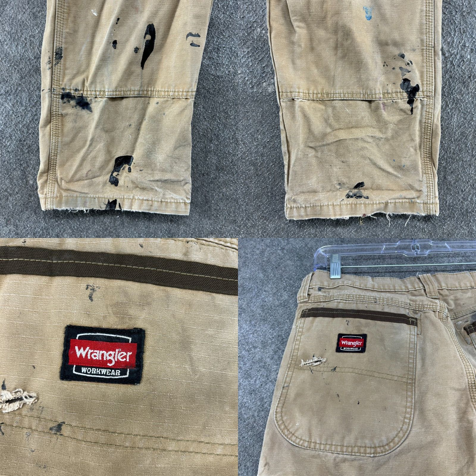 Wrangler Wrangler Pants Mens 32x30 Brown Cargo Riggs Ripstop Paint Splatter Distressed Cargo Pants Mens Regular Brown Workwear 90s? Size US 32 / EU 48 - 9 Thumbnail