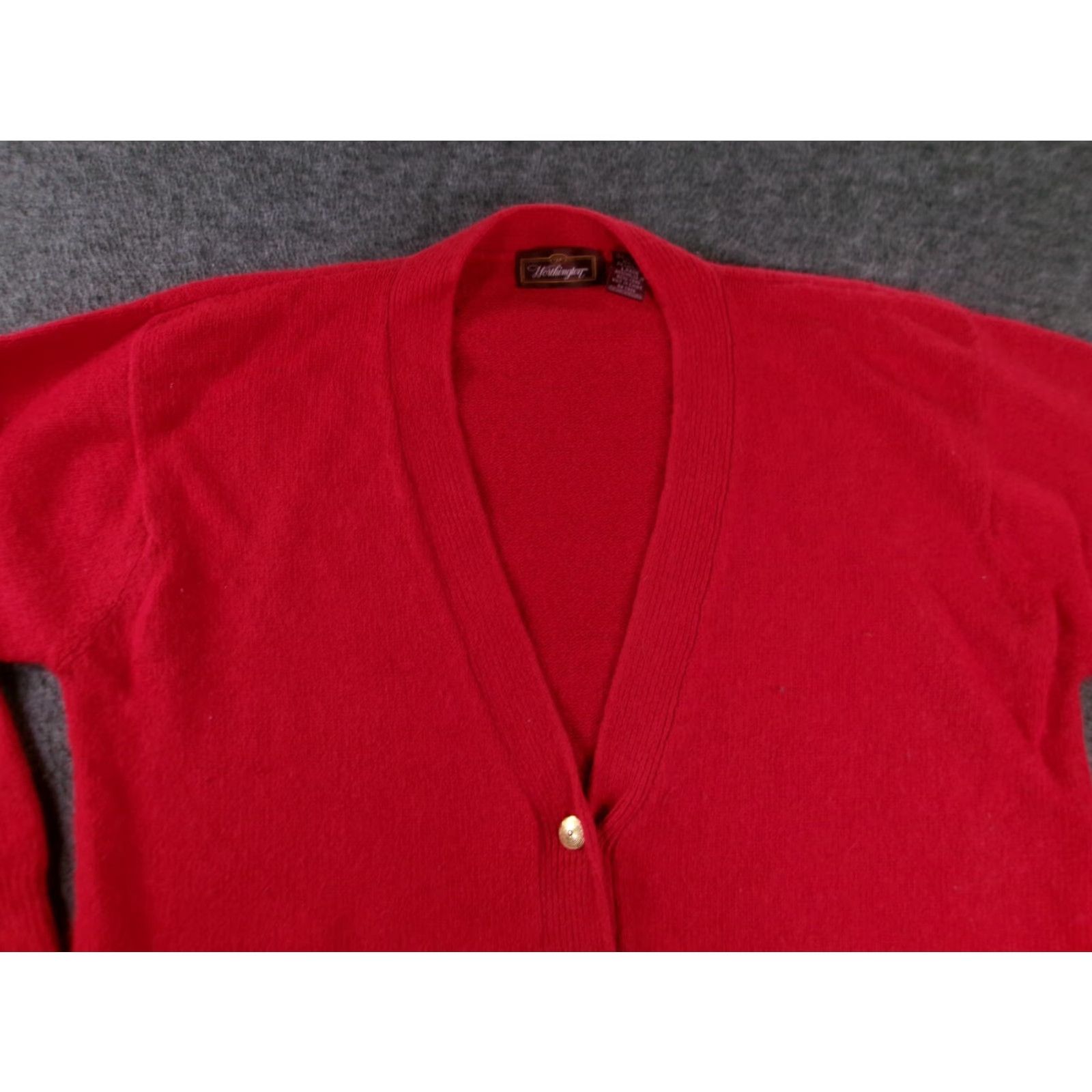 Worthington VINTAGE Worthington Cardigan Women L Red Silk Angora Wool Knit 90s All Seasons Pockets Womens Size L / US 10 / IT 46 - 3 Thumbnail