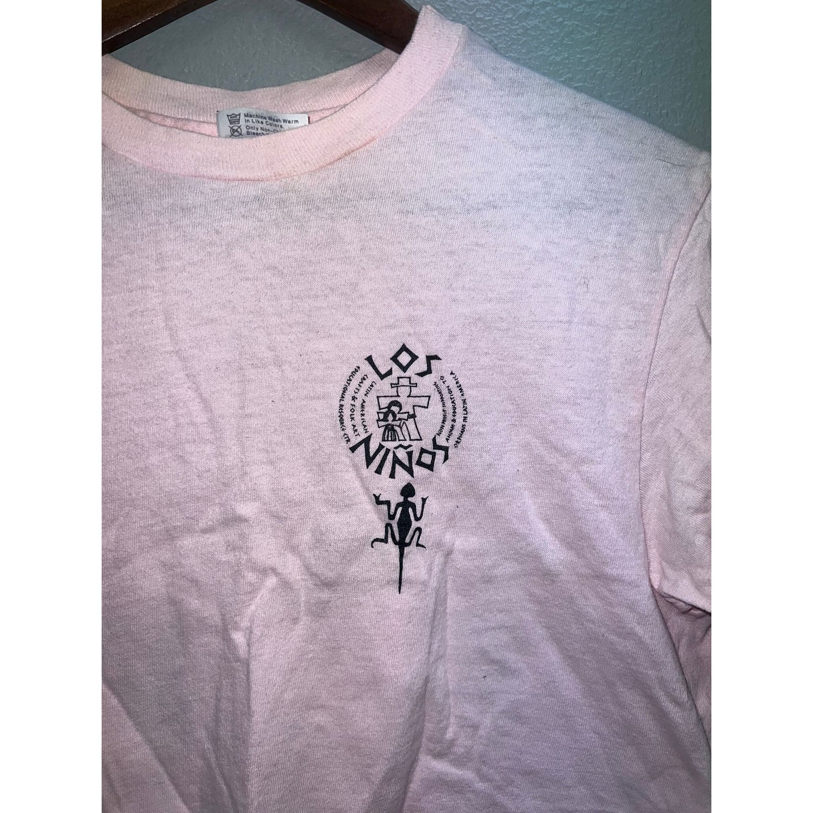 Vintage Womens Vintage Pink Crop Top Los Ninos Aboriginal Shirt Tee Size M / US 6-8 / IT 42-44 - 2 Thumbnail